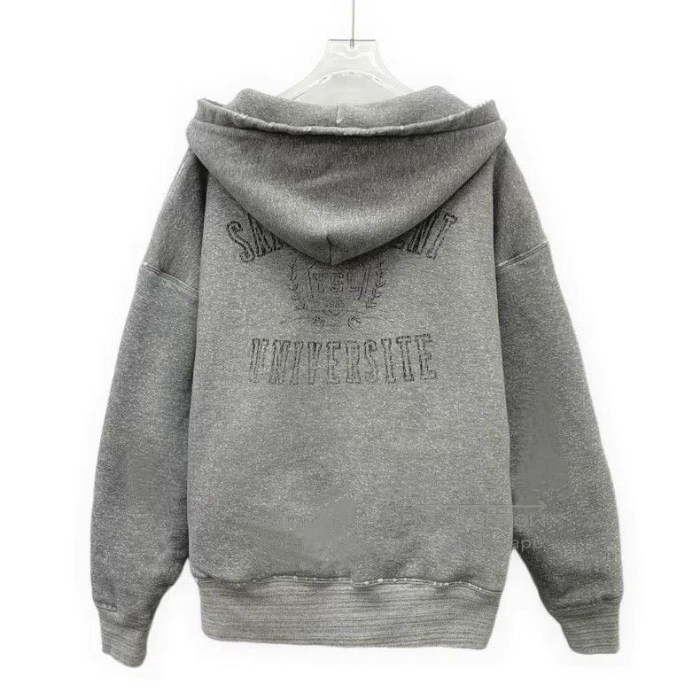 Saint Laurent Paris Saint Laurent Paris Gray Logo Printed Distressed Cotton Ho Size US L / EU 52-54 / 3 - 2 Thumbnail