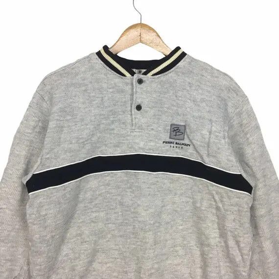 Pierre Balmain Vtg PIERRE BALMAIN Paris Striped Sweatshirt Sweater Size L / US 10 / IT 46 - 2 Thumbnail
