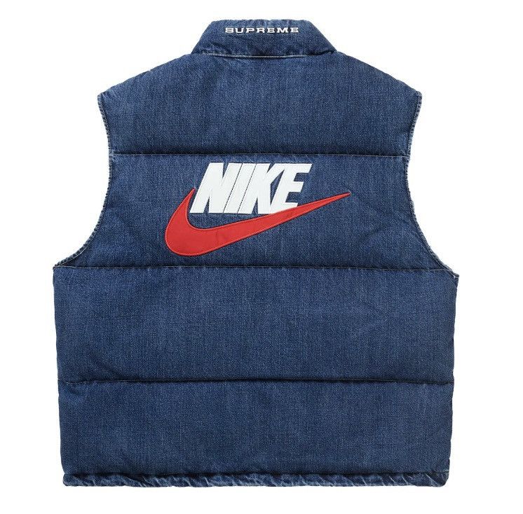 Image of Nike Denim Puffer Vest in Indigo, Men's (Size Large)