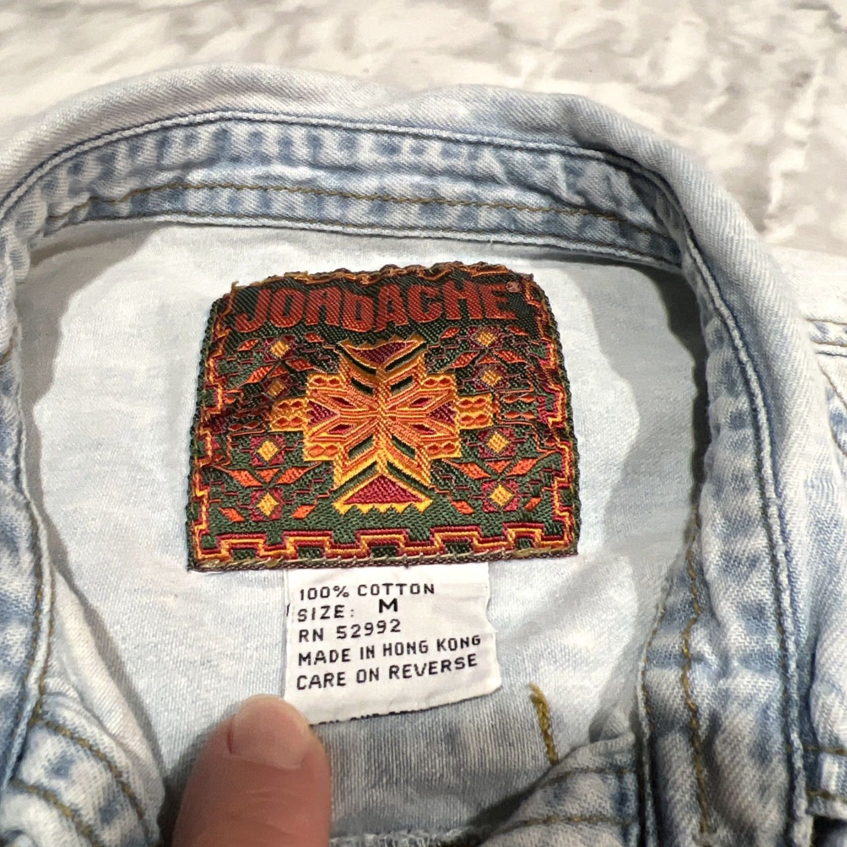 Jordache VINTAGE 80s Jordache Chambray Shirt Women M Southwestern Jean Acid Wash Western Shirt Mens? Size M / US 6-8 / IT 42-44 - 4 Thumbnail