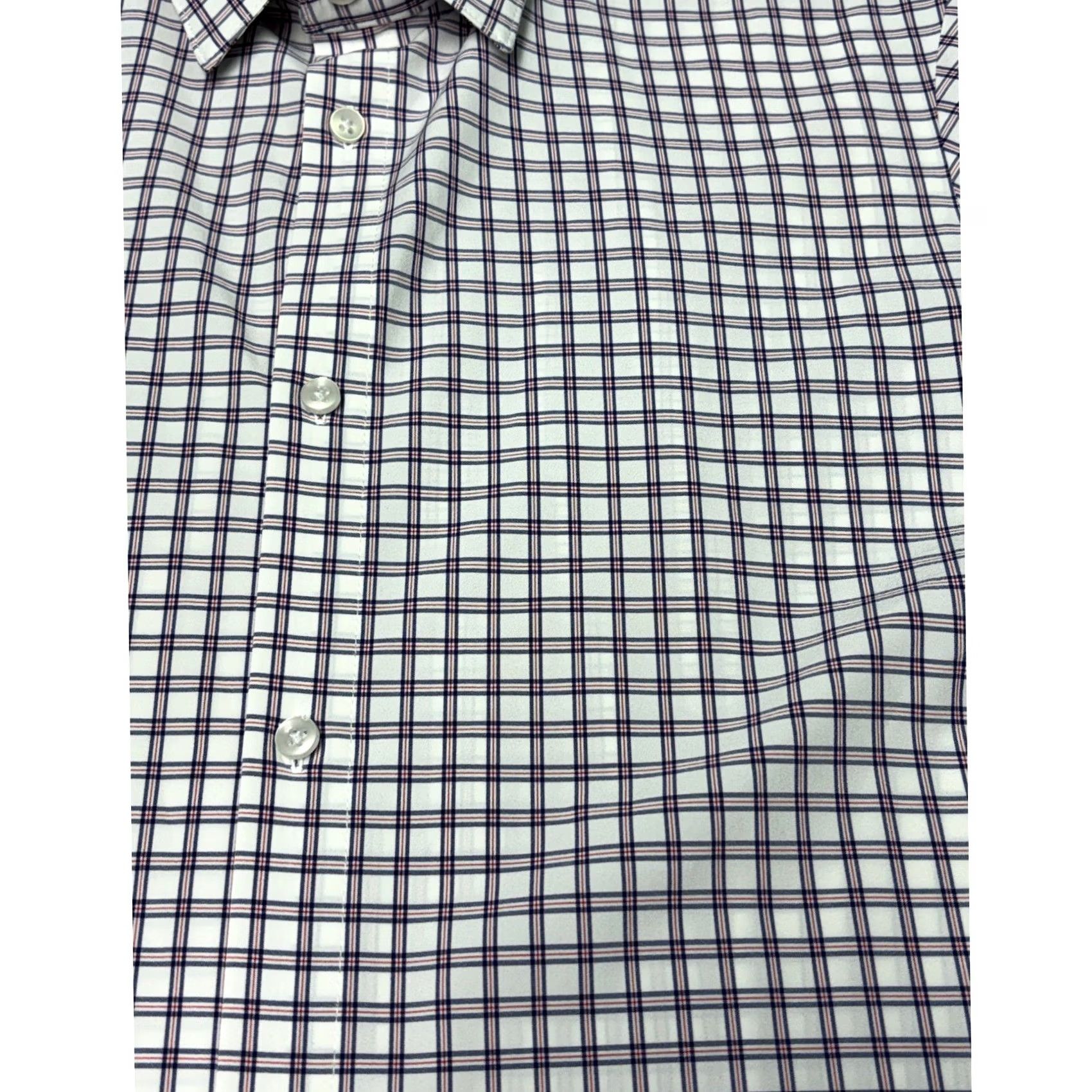 Mizzen+Main Mizzen + Main Dress Shirt Mens L Trim Fit Check Multicolor White Red Pattern Shirt Size 42R - 2 Thumbnail