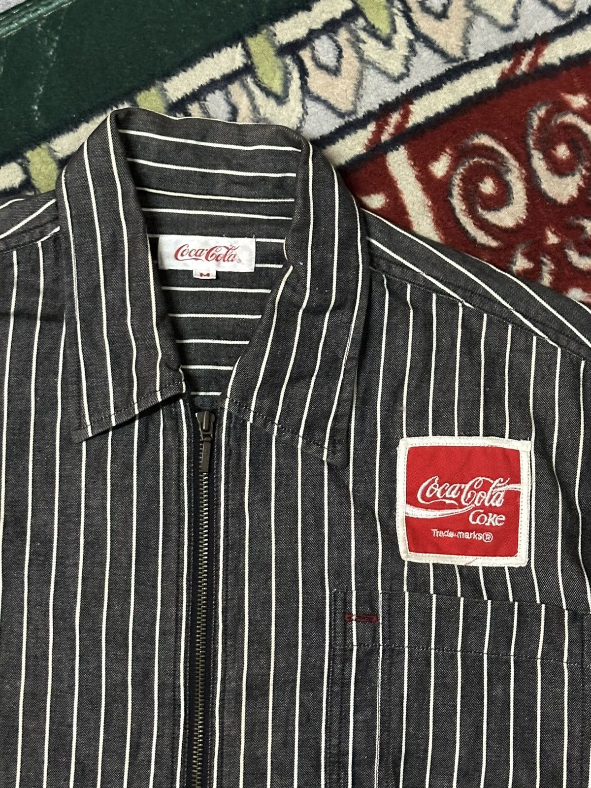 Coca Cola 1990 - Coca-Cola Coke Short Sleeve Zipper Worker Shirt Size US XL / EU 56 / 4 - 7 Thumbnail
