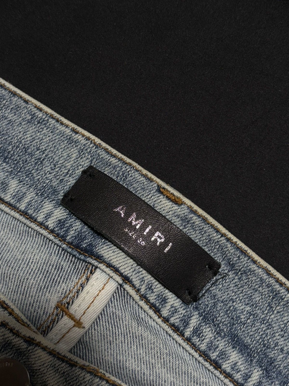 Amiri Amiri Mx1 Light Wash Black Patch Jeans - Size 36 Size US 36 / EU 52 - 5 Thumbnail