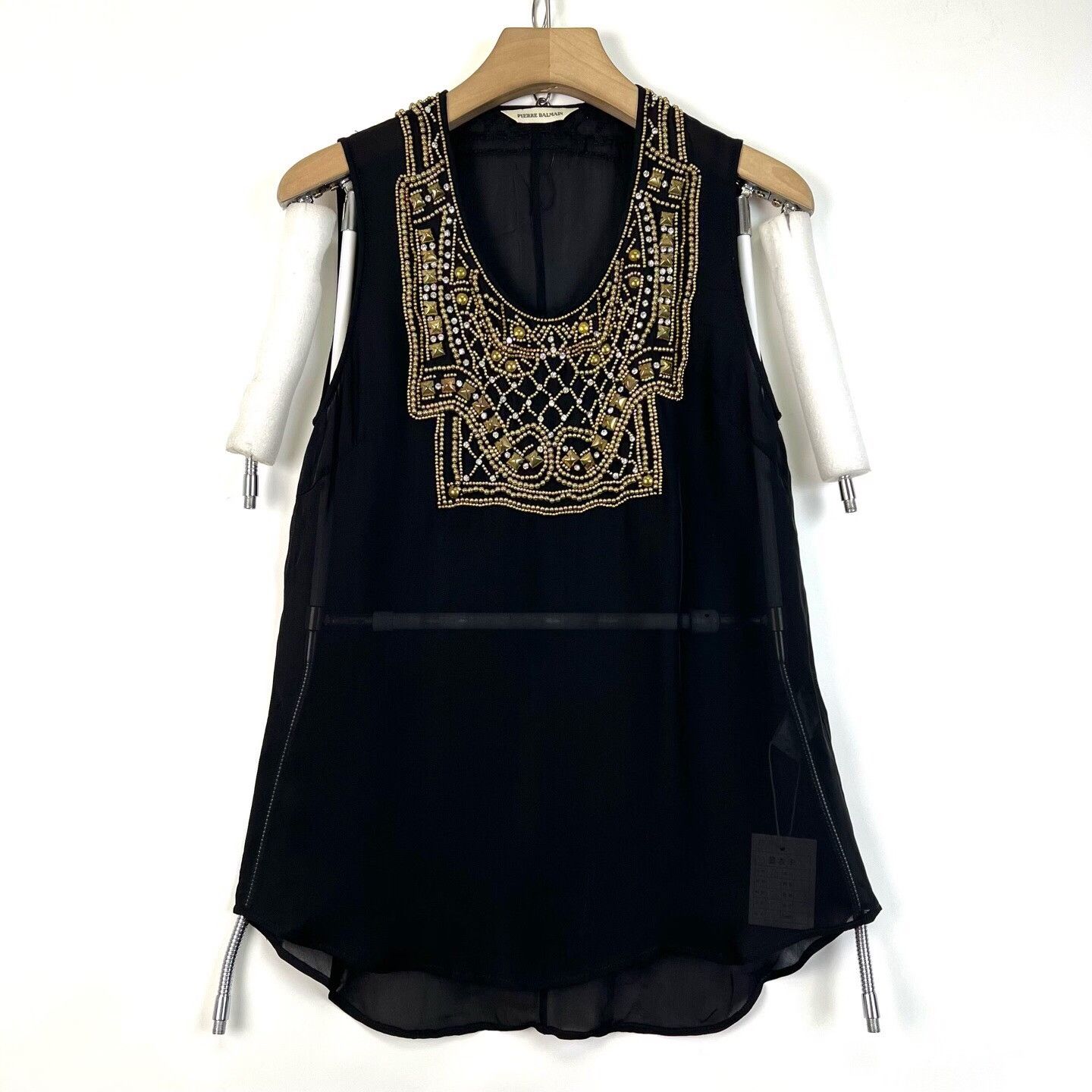 Balmain Balmain Black Silk Gold Beaded Dress Size XS / US 0-2 / IT 36-38 - 1 Thumbnail