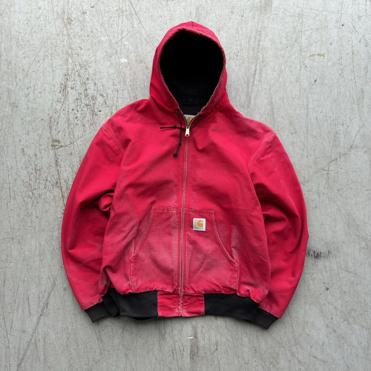 Vintage 90s Carhartt Hooded Crimson Red Jacket Sz XXL