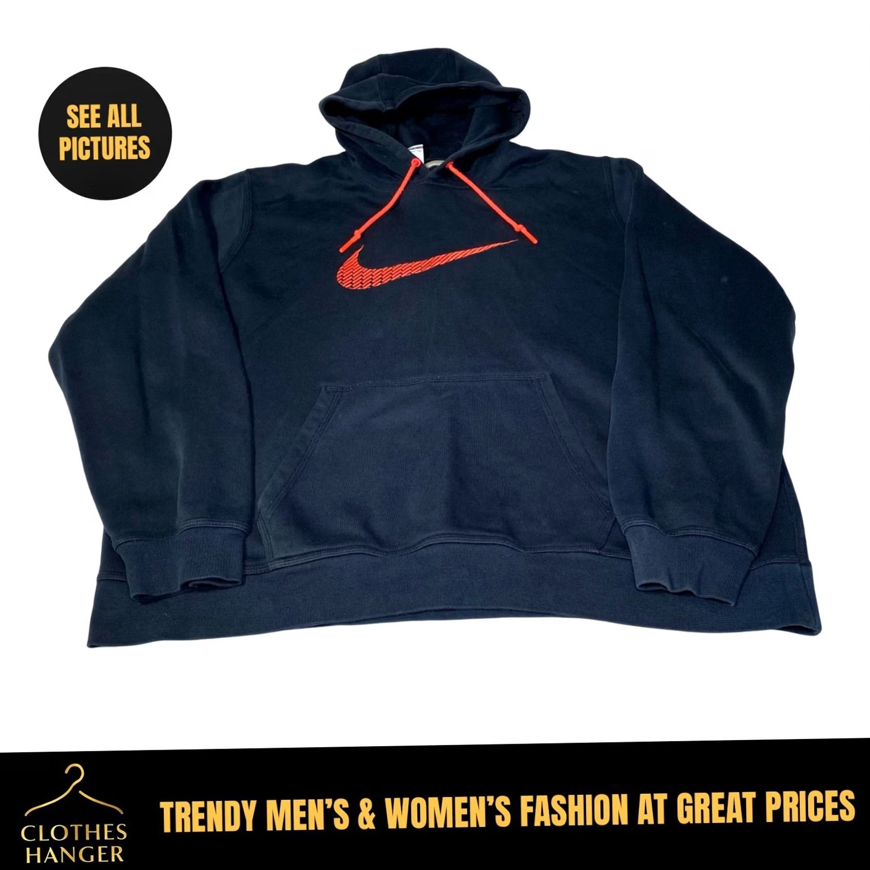 Nike Vintage Nike Hoodie Men's 2XL Blue Tag Center Swoosh Black Orange Pullover 7350 Size US XXL / EU 58 / 5 - 2 Thumbnail