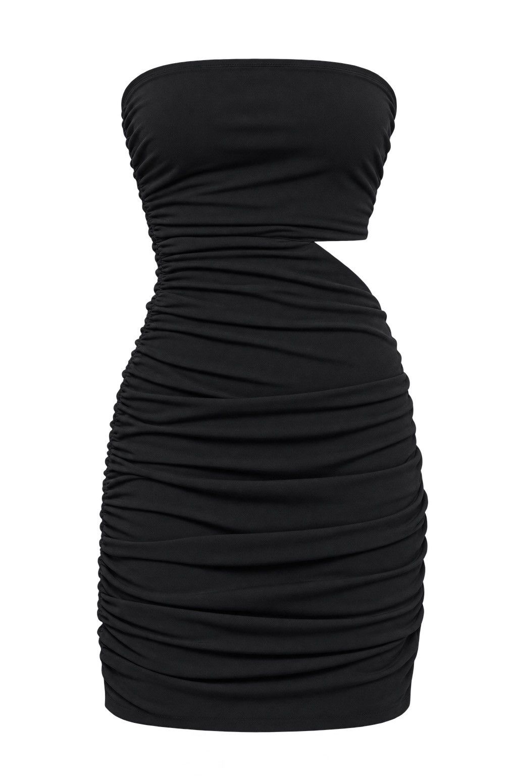 Zara ZARA Black Ruched Cut Out Side Bodycon Mini Dress M
