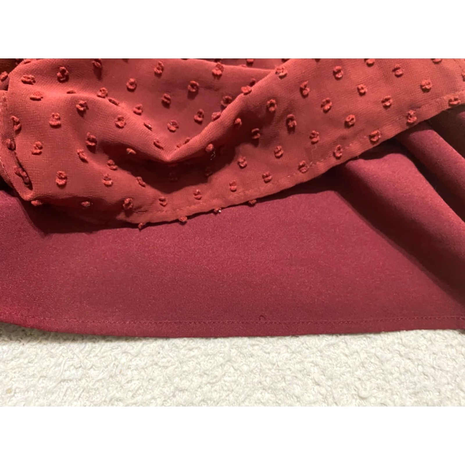 J.Crew J.CREW Shirt Red Solid Round Neck 3/4 Sleeve Lined Ruffle Womens Size 2 Casual Blouse Size XS / US 0-2 / IT 36-38 - 6 Thumbnail