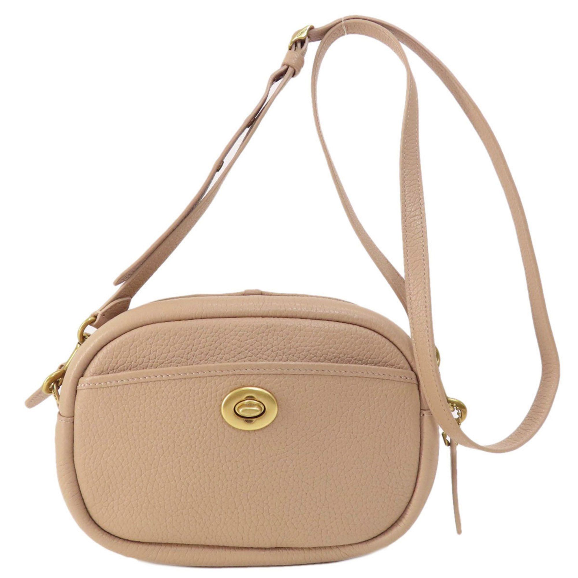 image of Coach C5809 Camera Bag Long Shoulder Leather Women's Coach in Beige