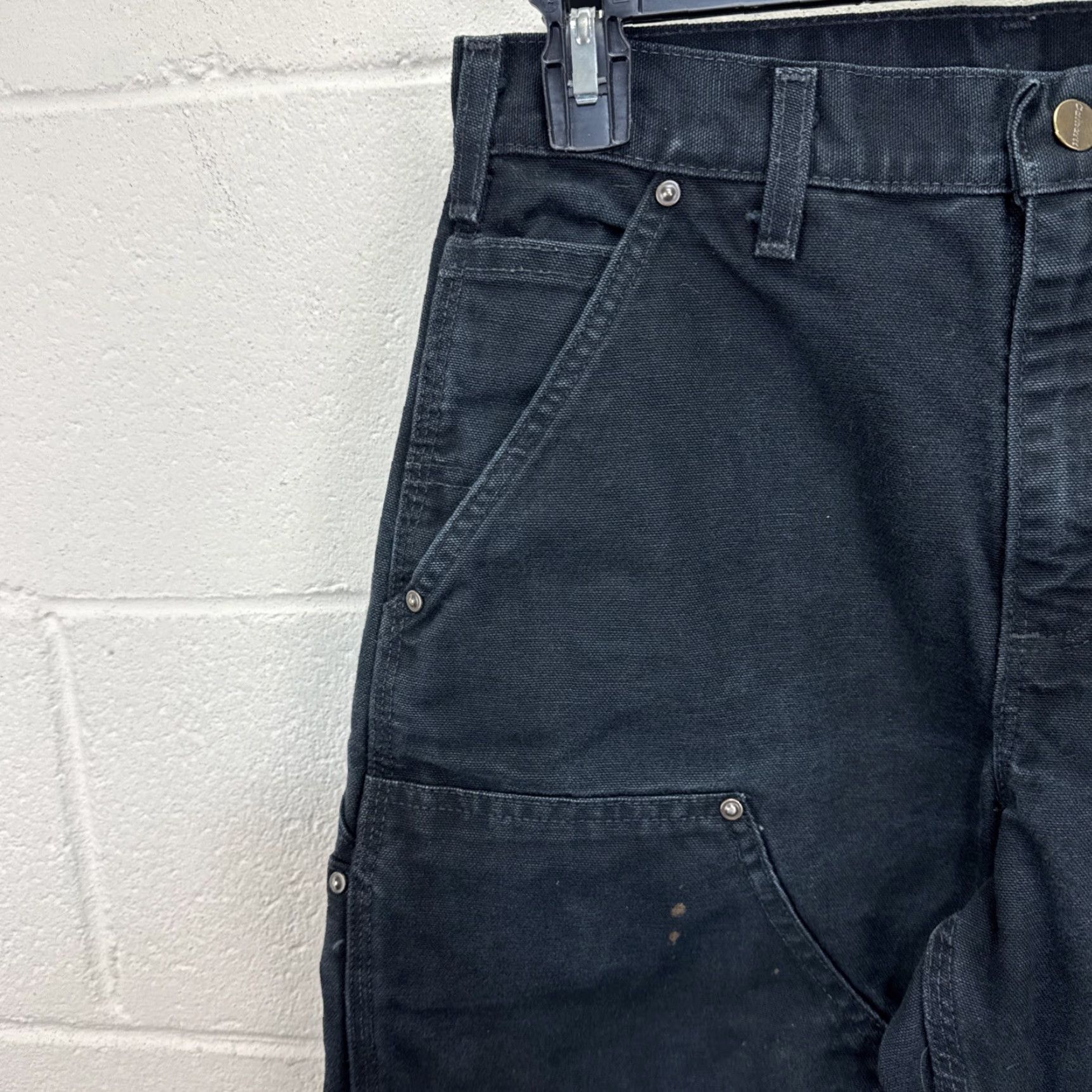 Carhartt VINTAGE Carhartt B136 Pants Carhartt Double Knee 29X30 Black Distressed Work Canvas 90s Grunge Mens Size US 29 - 2 Thumbnail