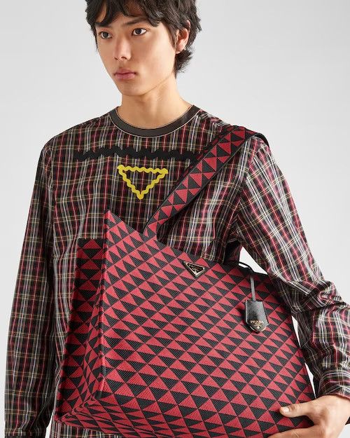 Prada o1bcso1str1025 Size: OS / Jacquard Tote Bag Black/Cherry Size ONE SIZE - 4 Thumbnail