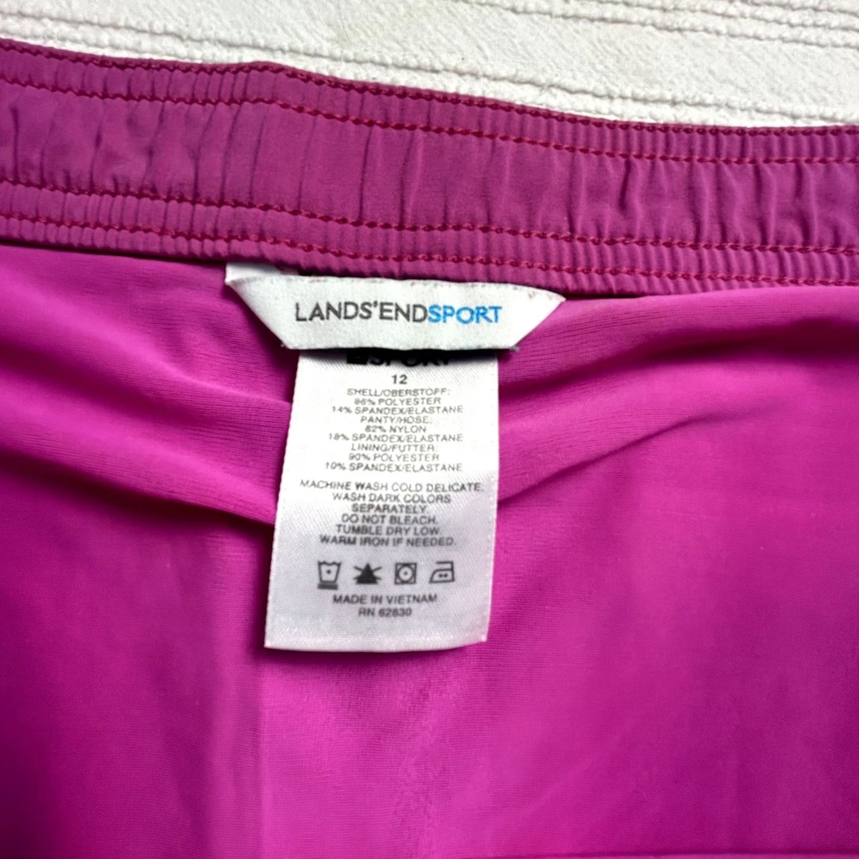 Lands' End Lands' End Sport Womens 12 Pink Built in Panty Drawstring Pockets Swim Shorts Size 34" / US 12 / IT 48 - 2 Thumbnail