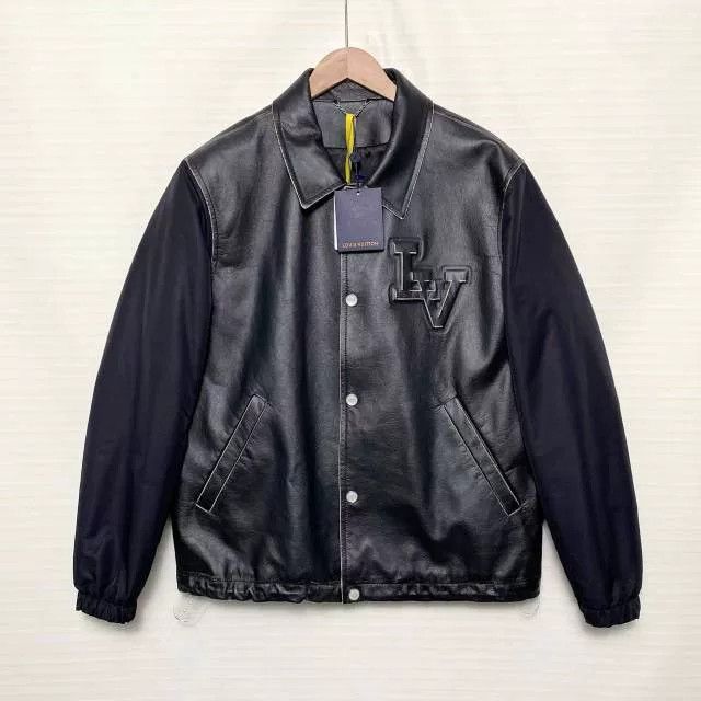 Louis Vuitton Louis Vuitton Men's Solid Letter Print Leather Jacket Size US L / EU 52-54 / 3 - 1 Thumbnail