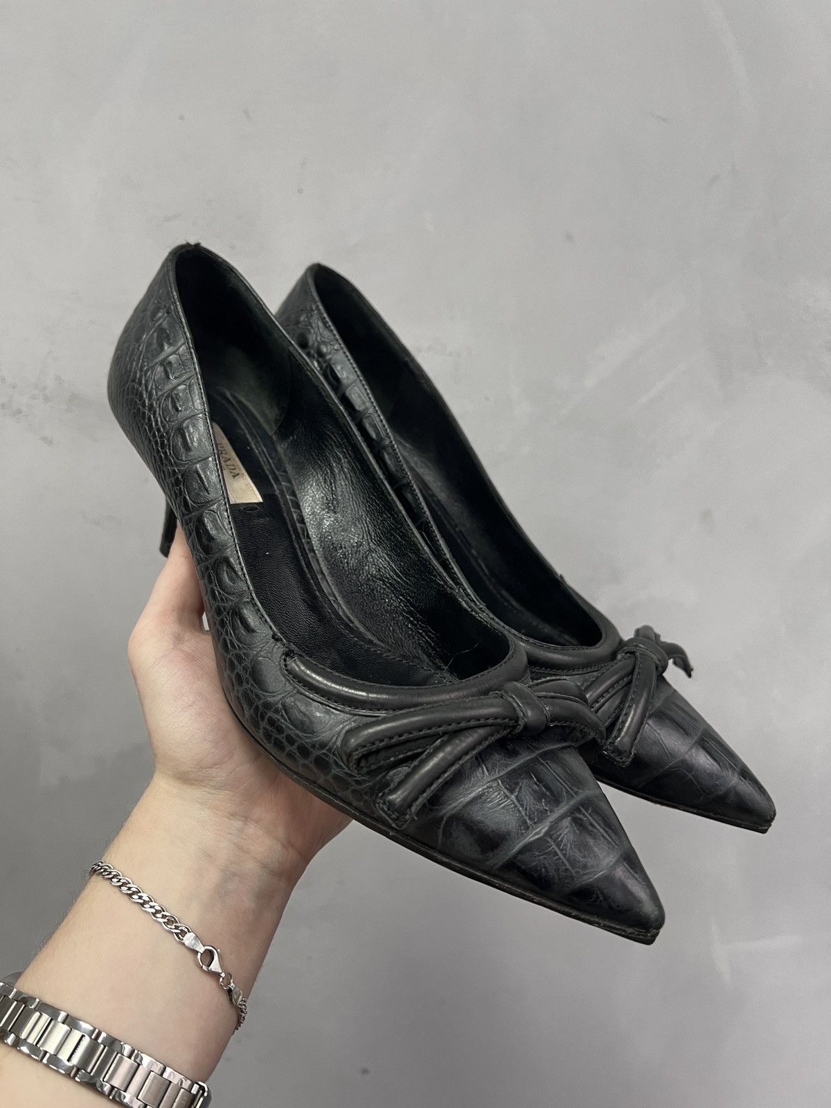 Prada Prada crocodile Leather Heels Women’s 37.5 vintage y2k Size US 7.5 / IT 37.5 - 11 Thumbnail