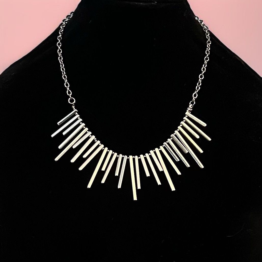 Other Silver tone spike bar fringe necklace Size ONE SIZE - 1 Thumbnail