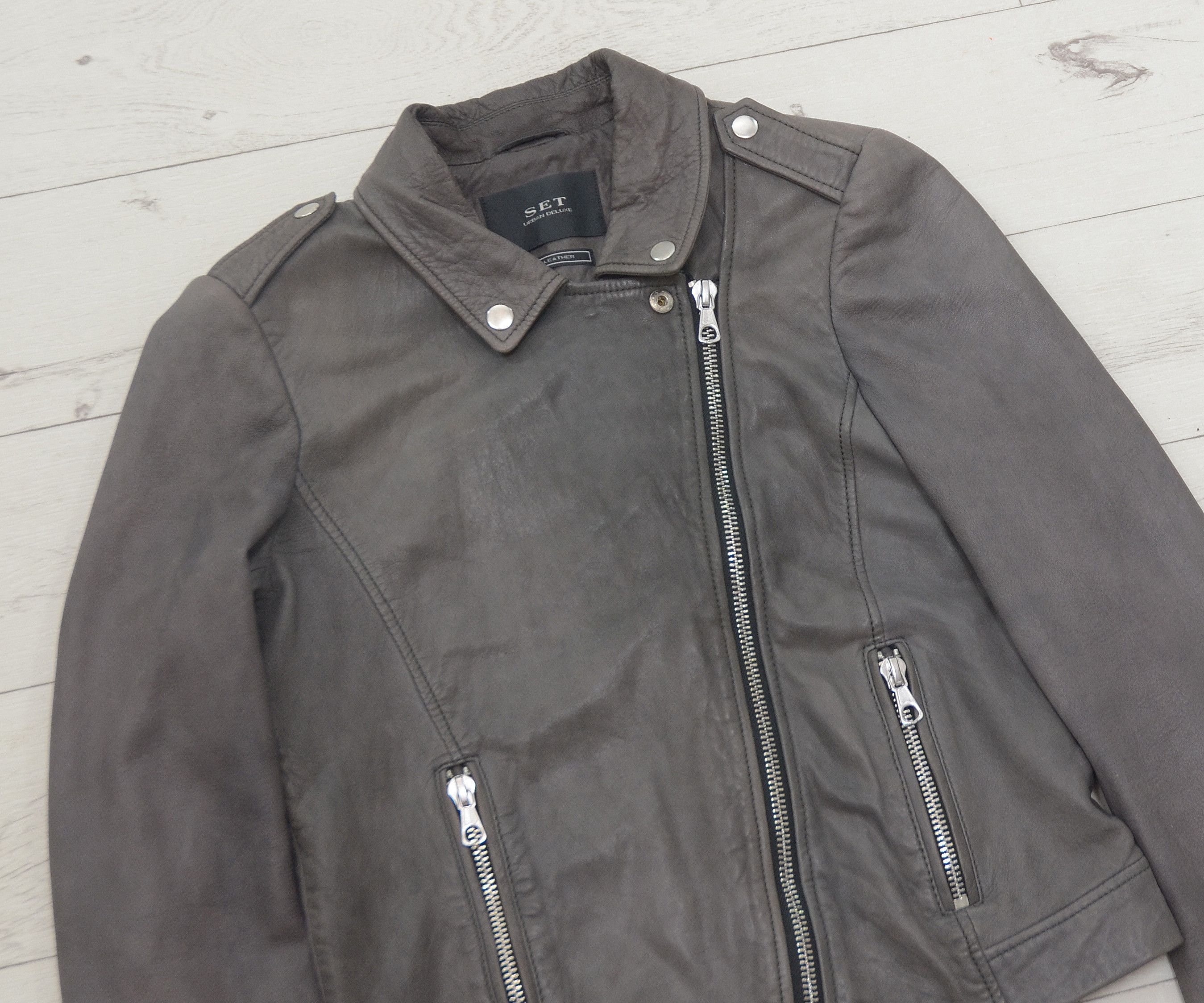 Other Womens Set Urban Deluxe OUI Leather Biker Moto Jacket Gray Size M / US 6-8 / IT 42-44 - 3 Thumbnail