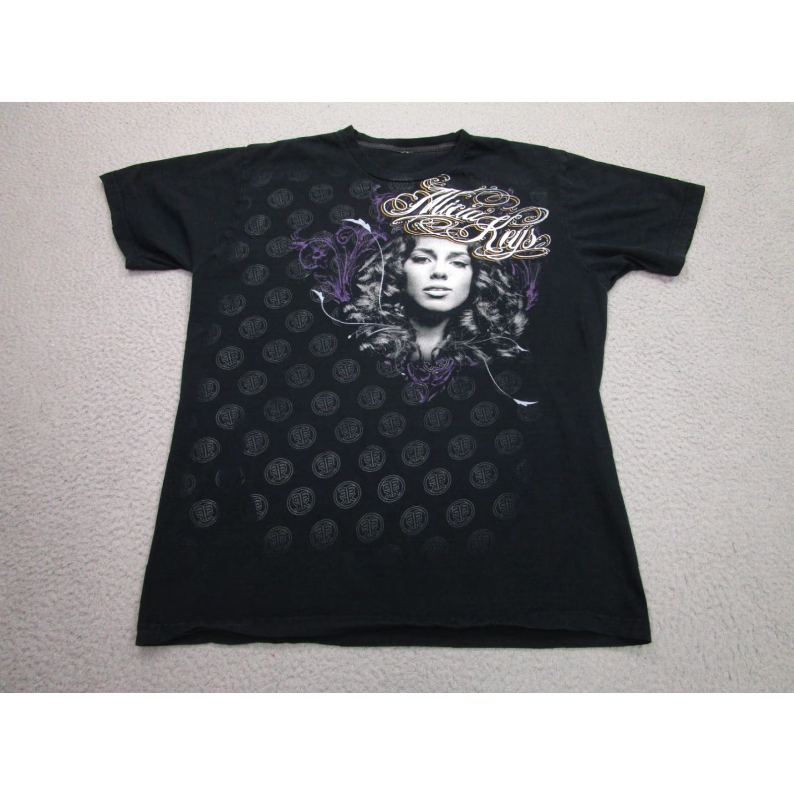 Gildan VINTAGE Gildan Alicia Keys Music Tour T-Shirt Mens Large Black Graphic Print 2000s Rock Goth Grunge Size US L / EU 52-54 / 3 - 2 Thumbnail
