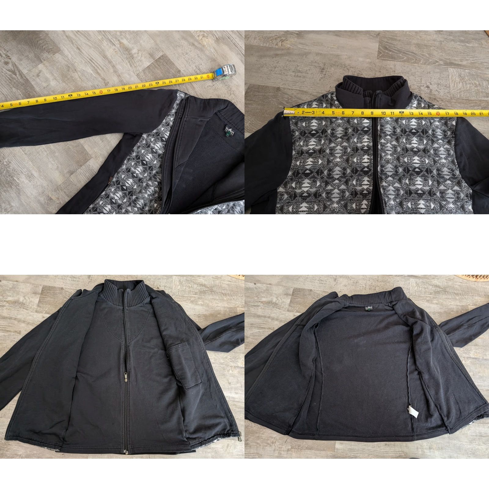 Vintage Ato Berlin Mens Jacket 2XL Dual Layer Full Zip Aztec Laser Black Gray White Stand-Up Collar Slim Regular Size US XXL / EU 58 / 5 - 10 Thumbnail