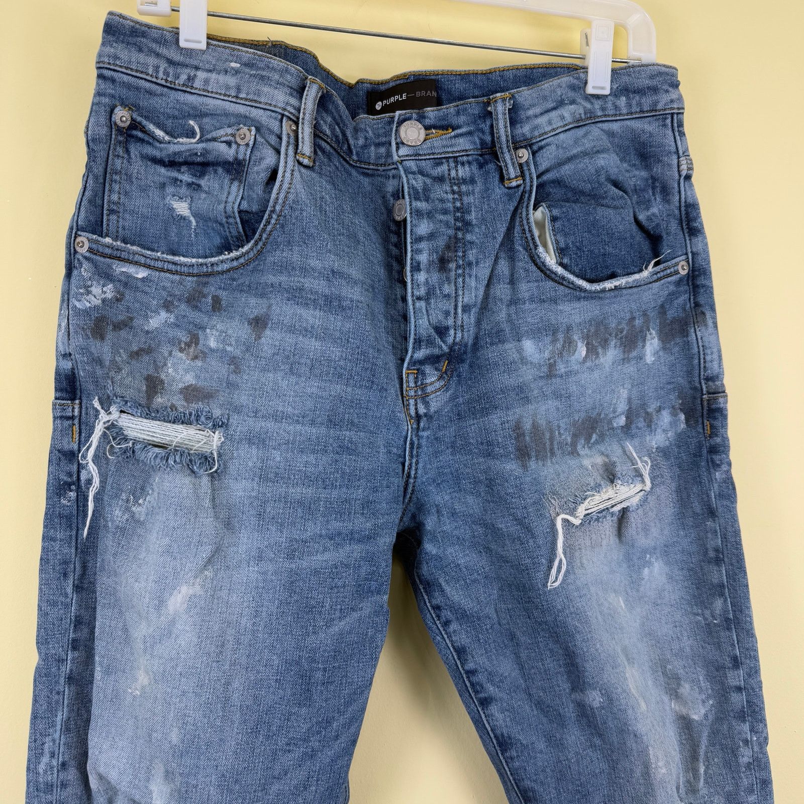 Purple Brand PURPLE BRAND Ripped Knee Blowout Slim Distressed Denim P002 Size US 34 / EU 50 - 2 Thumbnail