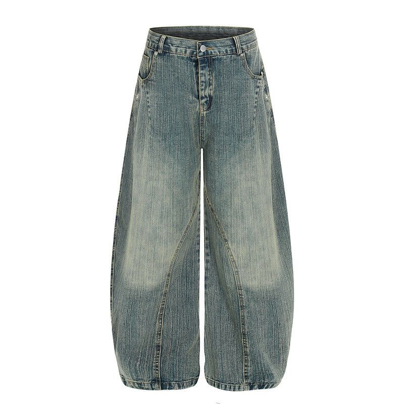 Vintage American retro patchwork loose distressed curved jeans Size US 32 / EU 48 - 1 Thumbnail