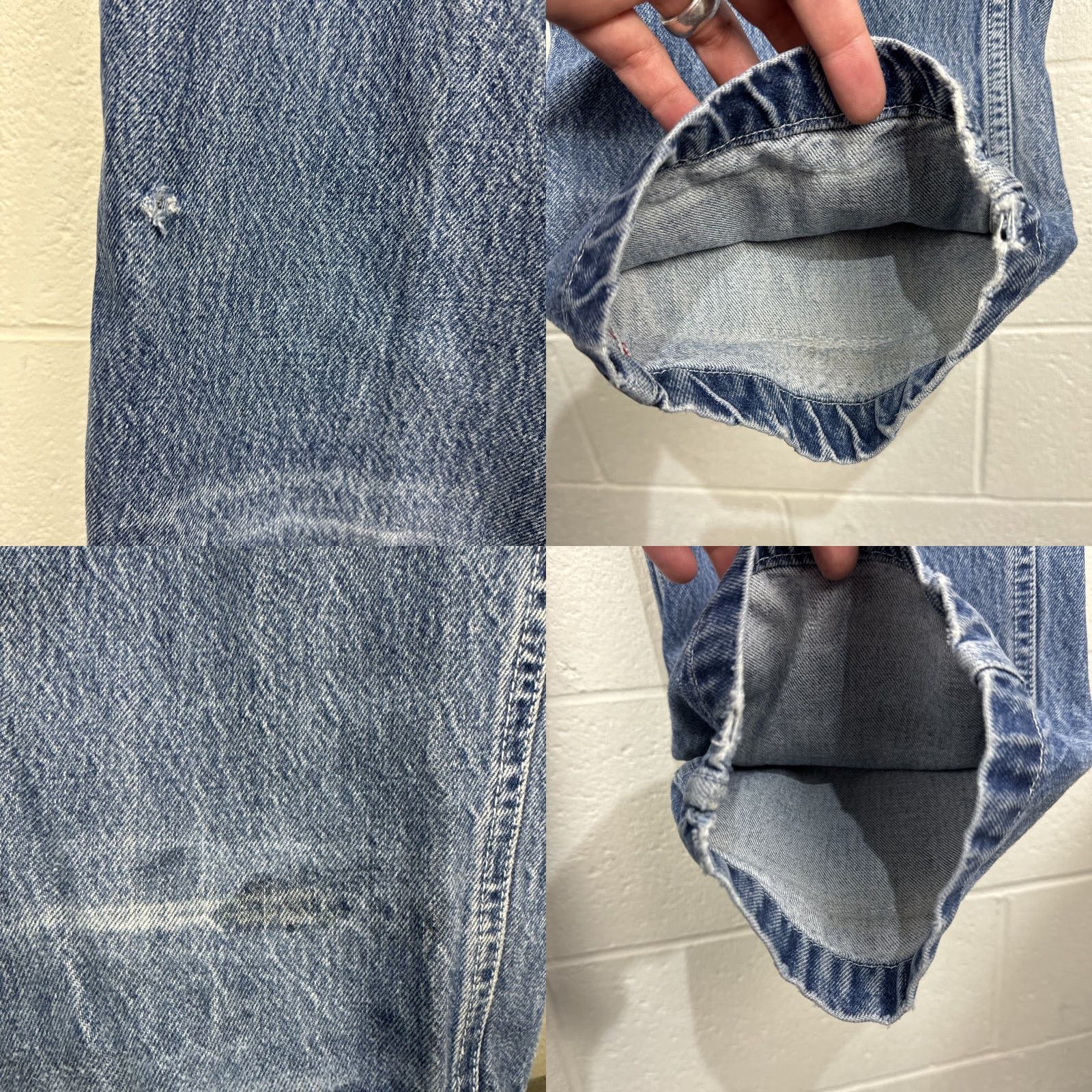 Vintage VINTAGE Cross Colours Crescent Green Wood Wide Leg Jeans 38x34 Medium Blue Denim 90s Mens Baggy Relaxed Hip Hop Logo 5-Pocket Distressed Jacket? Size US 38 / EU 54 - 8 Thumbnail