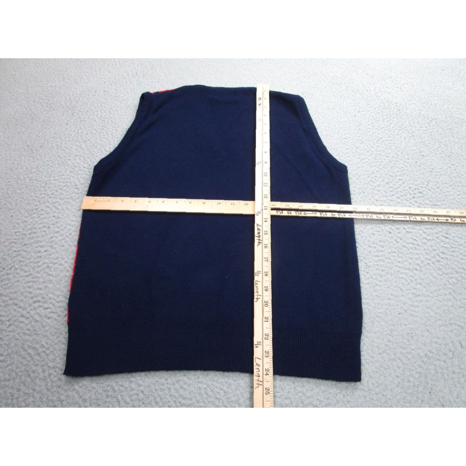 Vintage Fore Play Sportswear Vest Mens Medium Navy Red Argyle V-Neck Knit Sleeveless Pullover Made USA Sweater Vest Mens Size US M / EU 48-50 / 2 - 6 Thumbnail