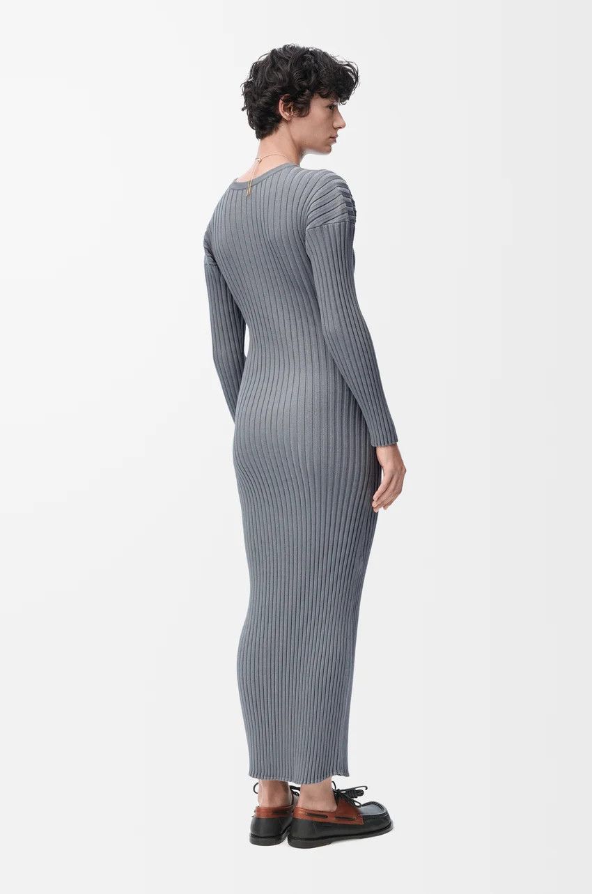 Loewe o1loc1c0525 Dress in Cotton And Viscose Blend in Grey Size L / US 10 / IT 46 - 3 Thumbnail