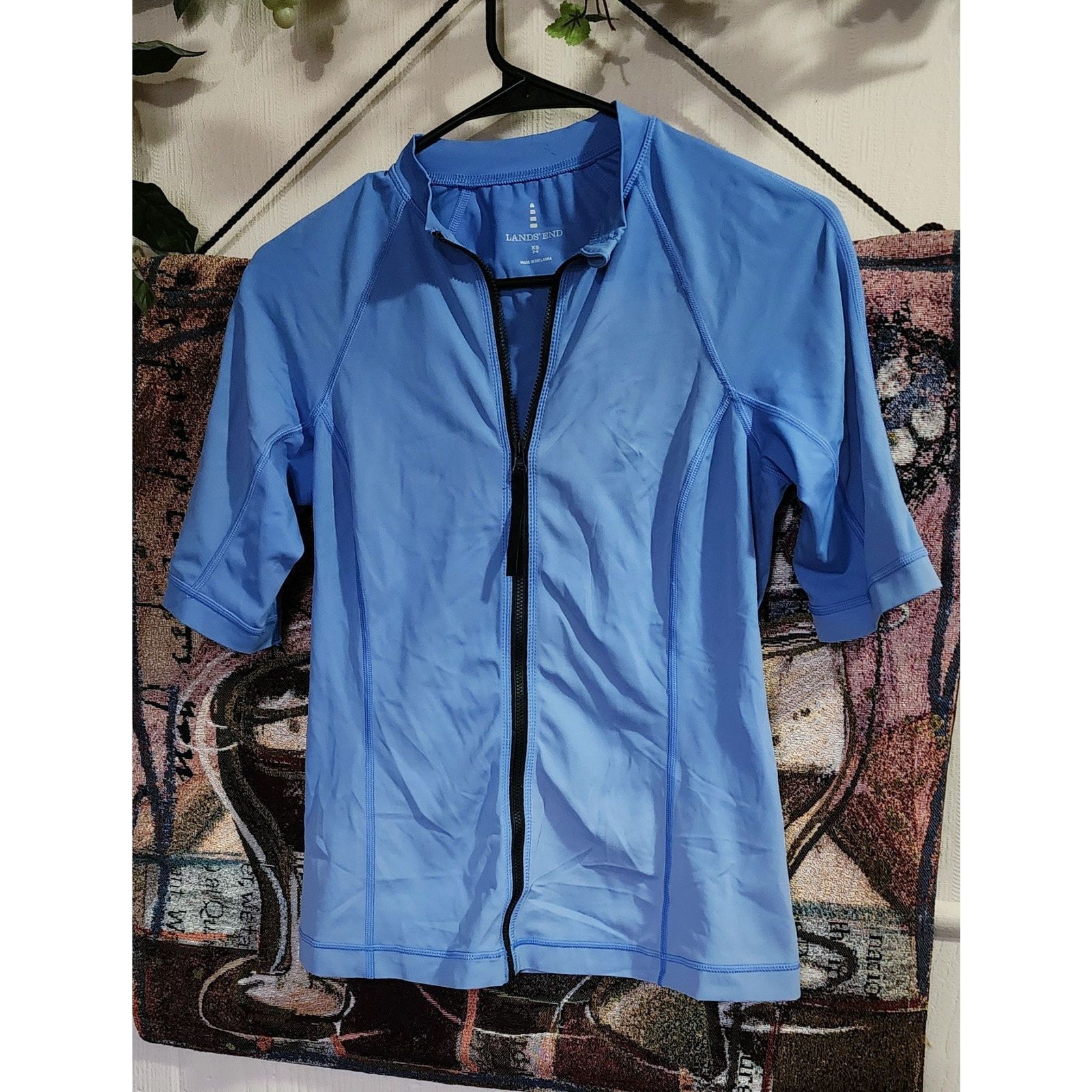 Lands' End Lands End Activewear Top Ombre Blue Short Sleeve Full Zip XS Size S / US 4 / IT 40 - 1 Thumbnail
