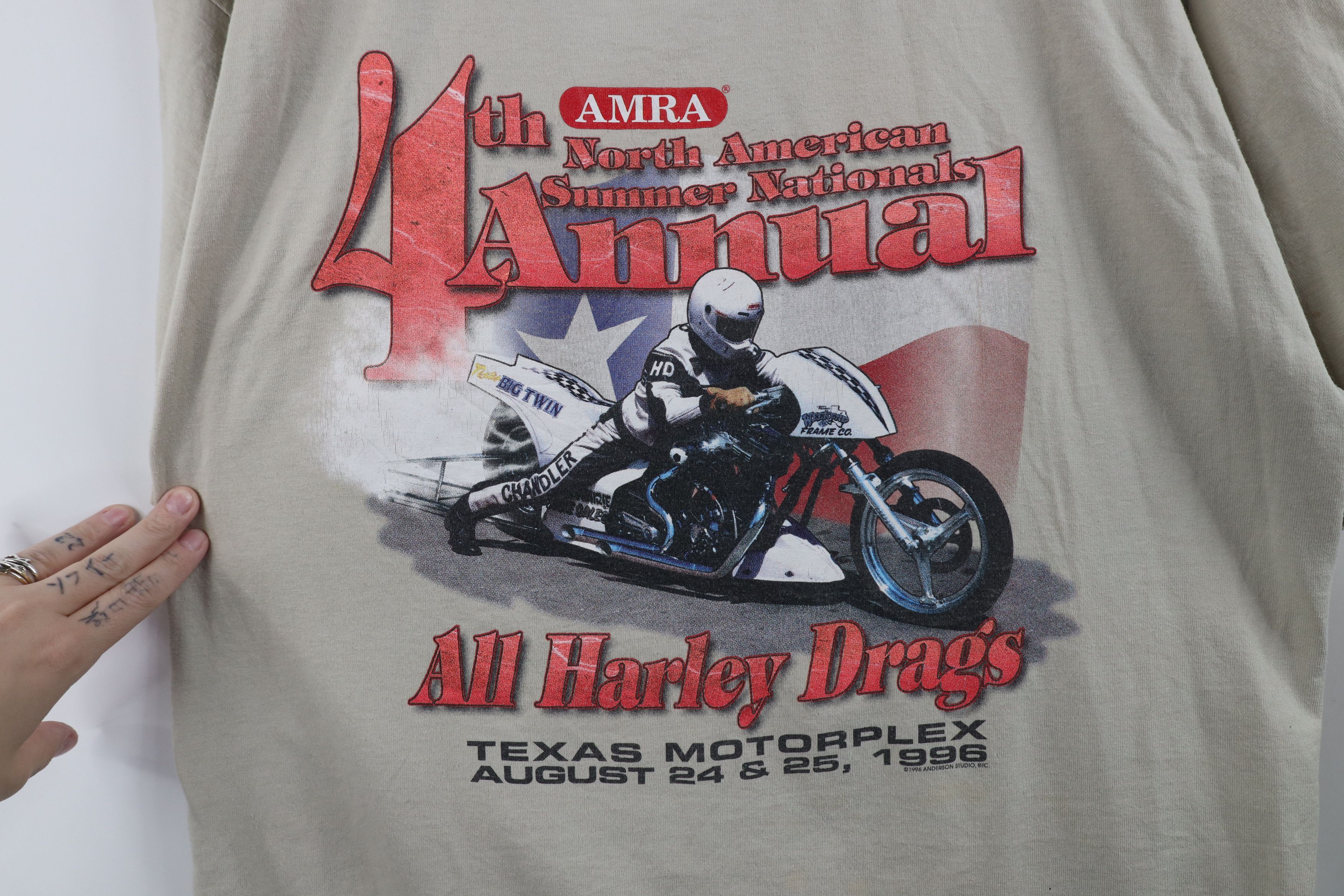 Vintage Vintage 90s American National Harley Drags T-Shirt USA Size US XL / EU 56 / 4 - 4 Thumbnail