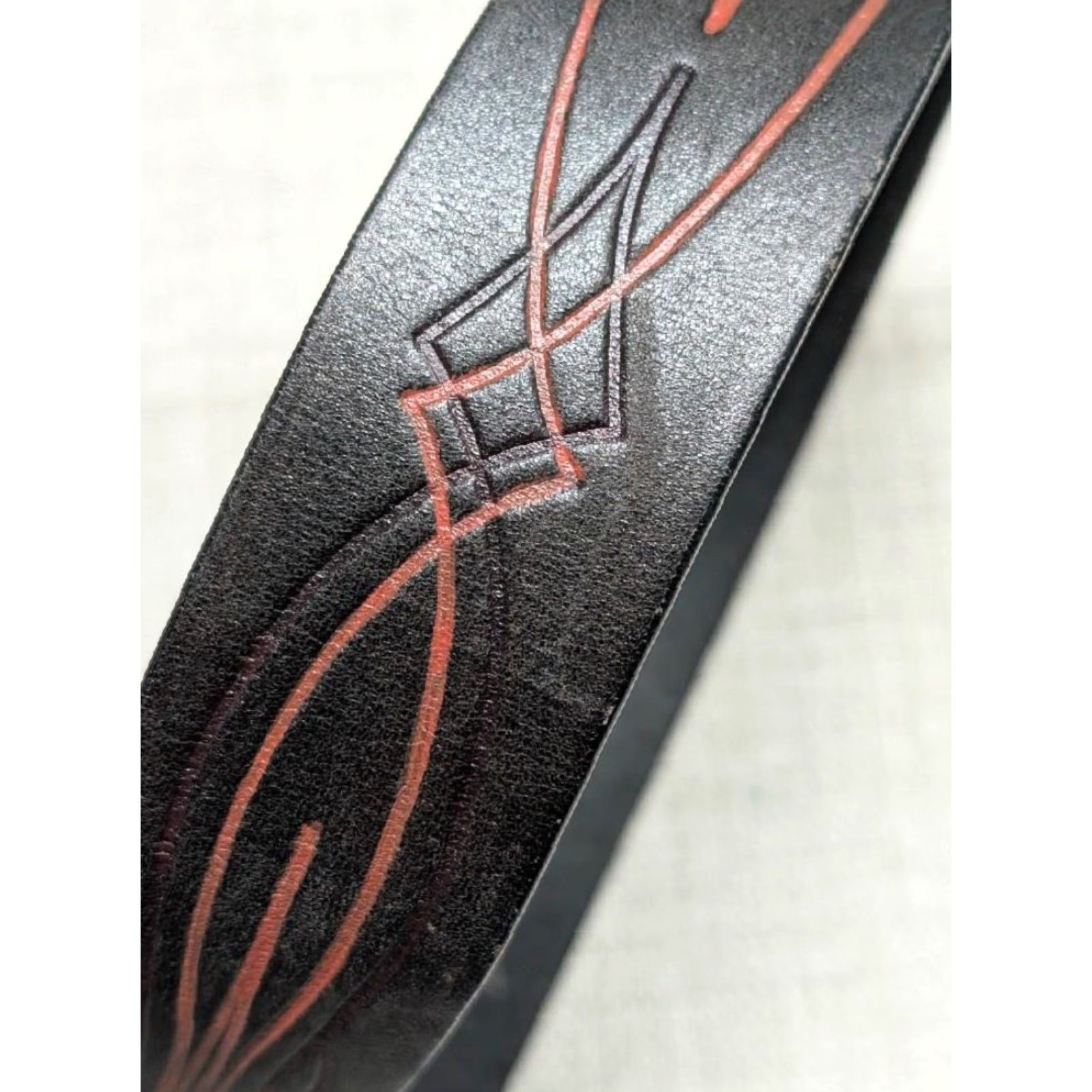 Harley Davidson VINTAGE Harley-Davidson leather belt 32 black flame motorcycle Y2K buckle tooled Belt Mens 32 Black Flame 90s Size 32 - 4 Thumbnail