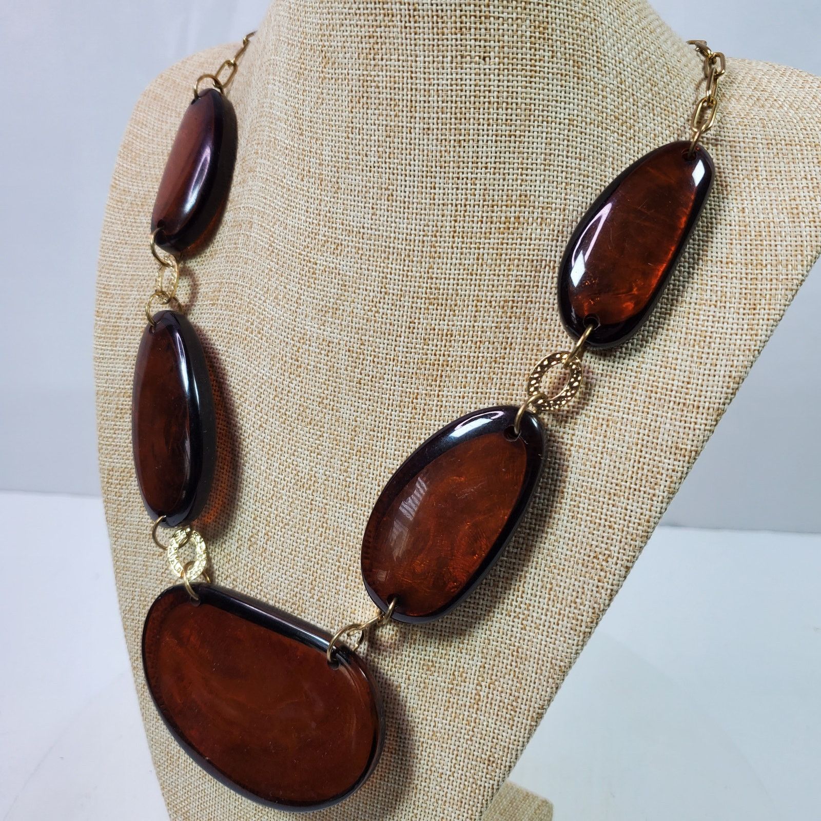 The Unbranded Brand Casual Career Necklace 22 Inch Chunky Brown Gold Tone Chain Size ONE SIZE - 3 Thumbnail