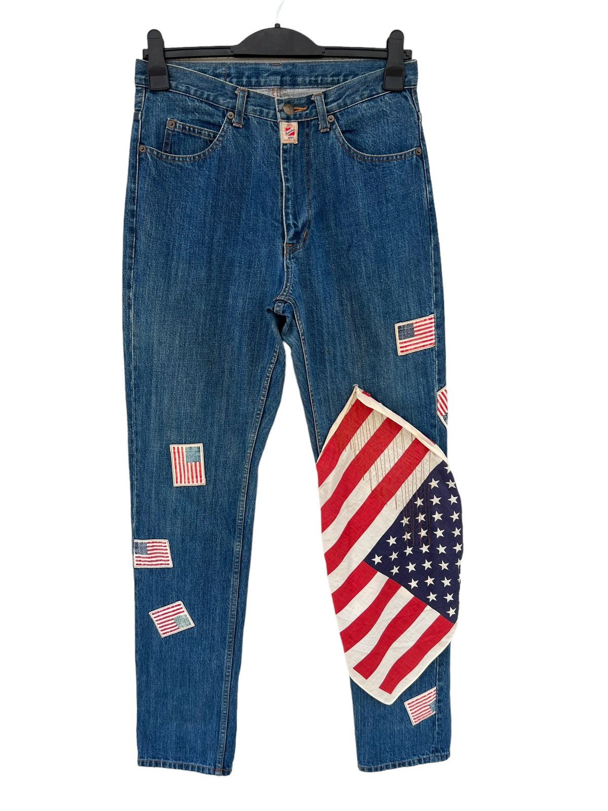 Vintage Kaneko Isao Japan USA Flag Patches Denim Jeans