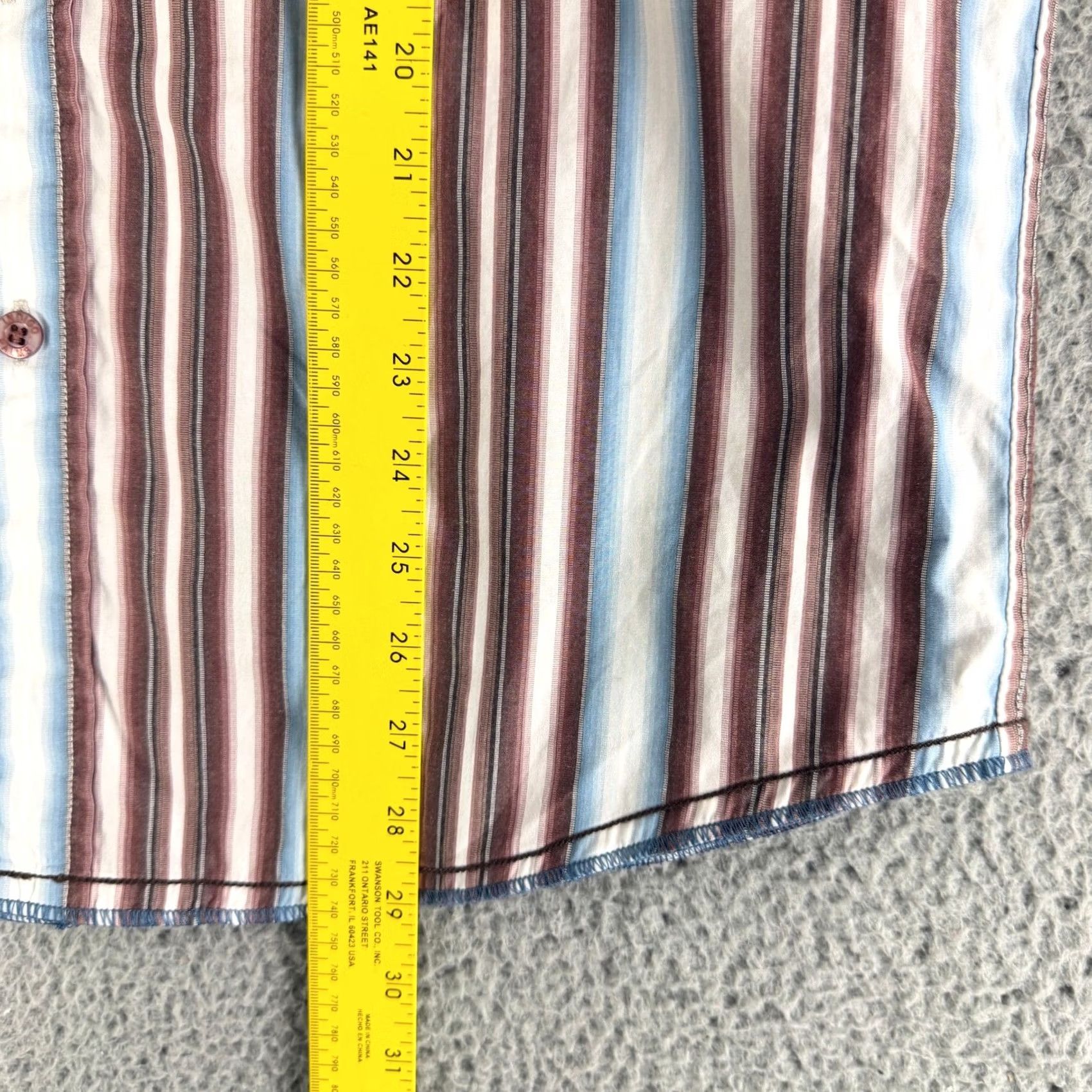 Vintage Indigo Palms Shirt Mens M Button-Up Long Sleeve Striped Cotton Brown Blue Size US M / EU 48-50 / 2 - 6 Thumbnail