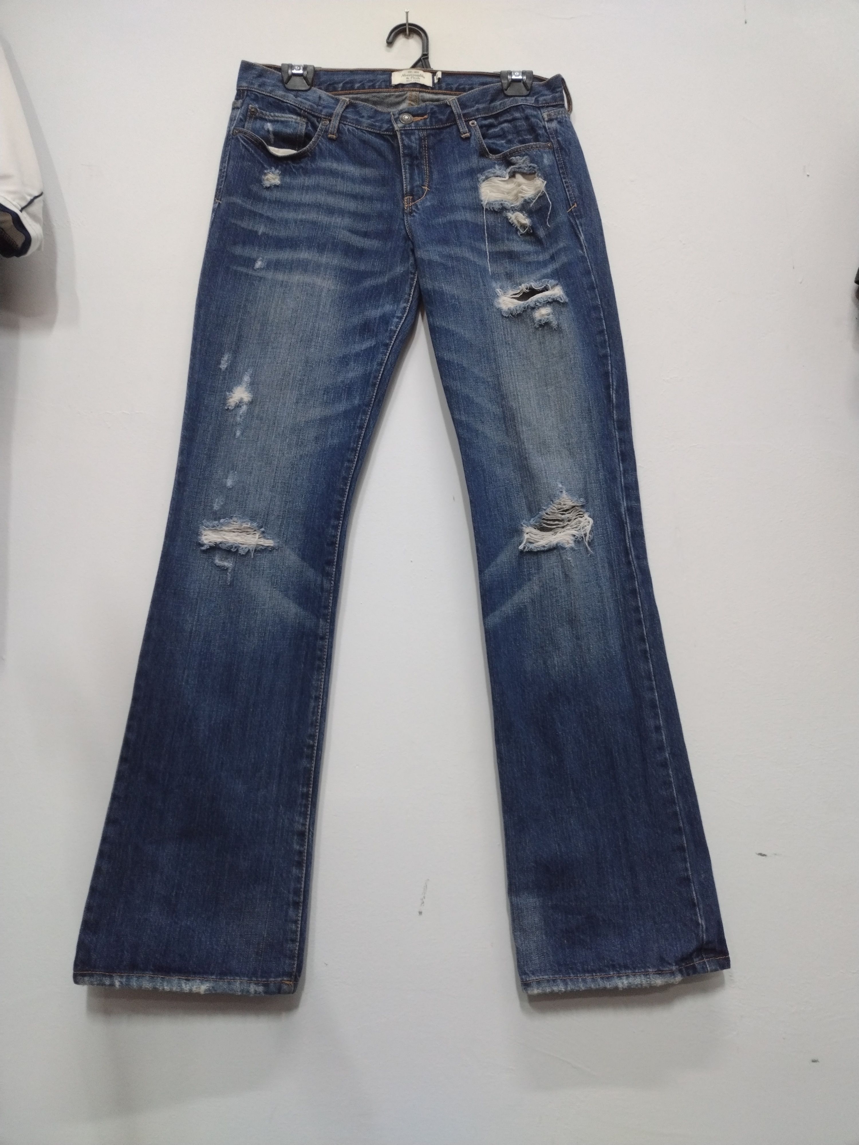 Abercrombie & Fitch × Le Grande Bleu (L.G.B.) × Vintage 💥FLARE💥ABERCROMBIE&FITCH DISTRESSED JEANS Size 32" / US 10 / IT 46 - 1 Thumbnail