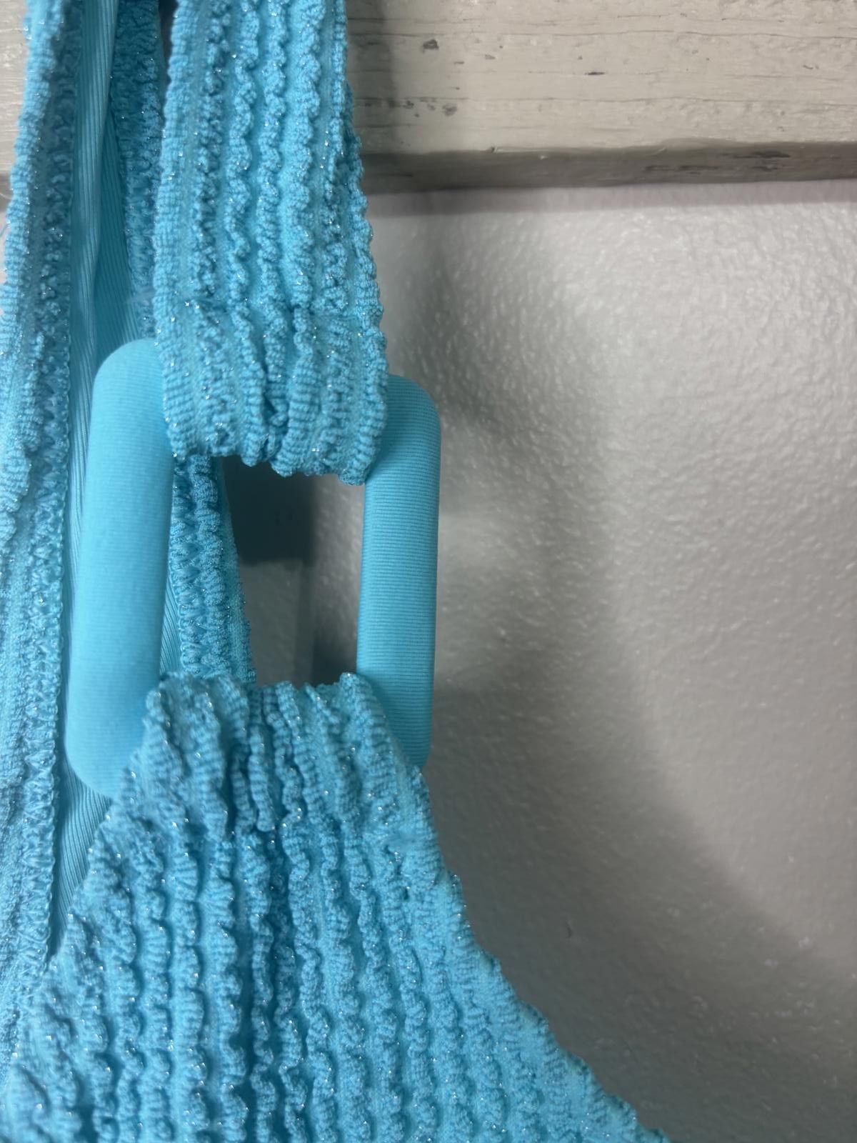 Designer Aerie Aqua Blue Ribbed One-Piece Swimsuit Large Size ONE SIZE - 3 Thumbnail