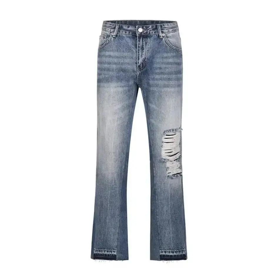 Japanese Brand Contrast Color Hole Washed Blue Jeans Size US 32 / EU 48 - 5 Thumbnail