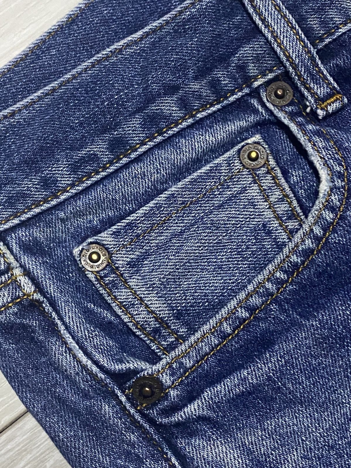 Uniqlo JAPANESE Uniqlo Selvedge Faded Wash Distressed Slim Jeans Size US 33 - 10 Thumbnail