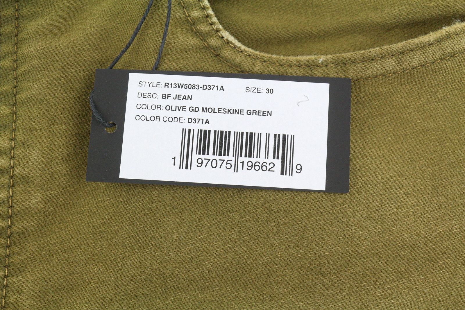 R13 BOYFRIEND 30 Olive Garment Dyed Moleskin Faded FW25 86534 Size 30" / US 8 / IT 44 - 7 Thumbnail