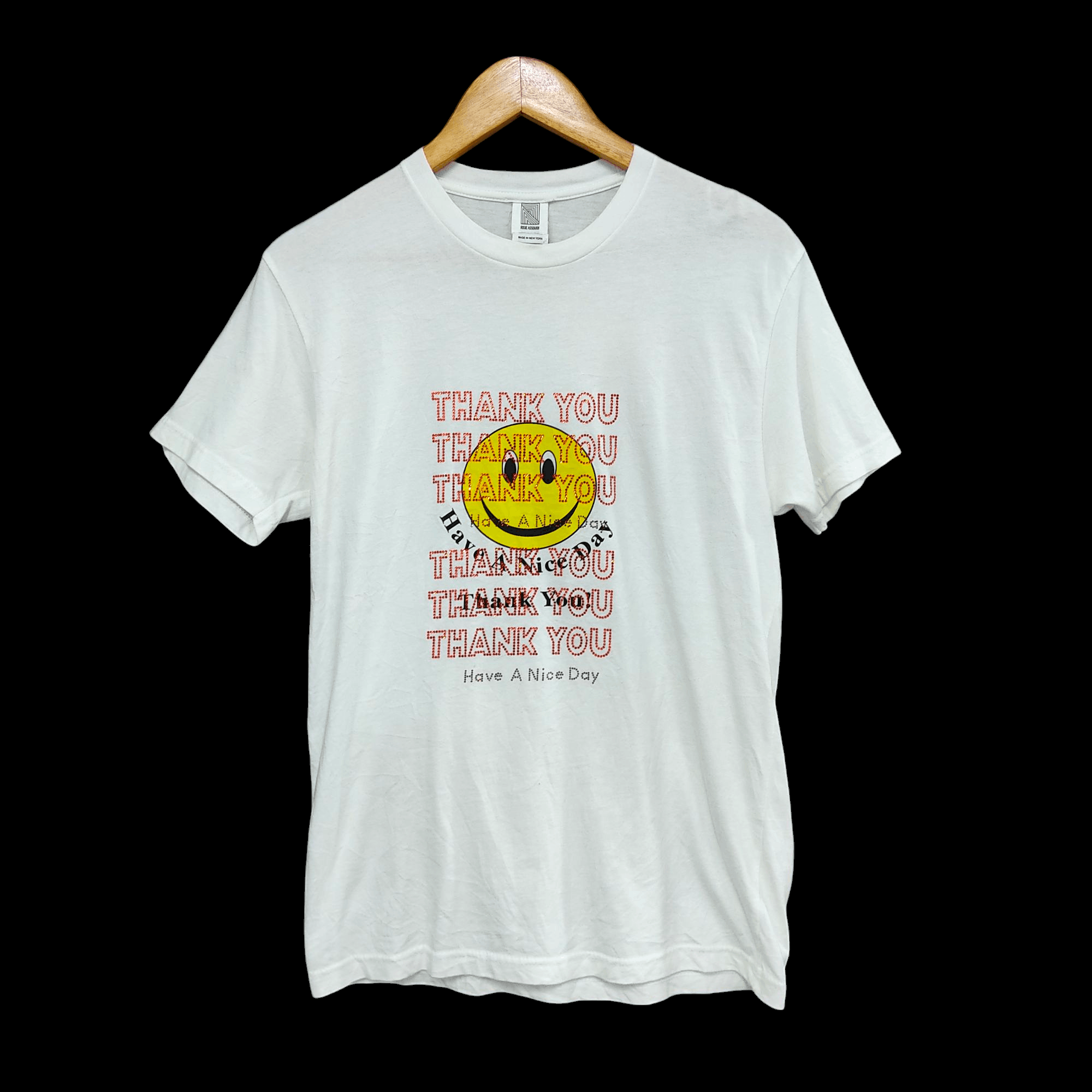 Designer Thank You Smiley Face Swarovski Crystal Embellished T-shirt Size S / US 4 / IT 40 - 2 Thumbnail