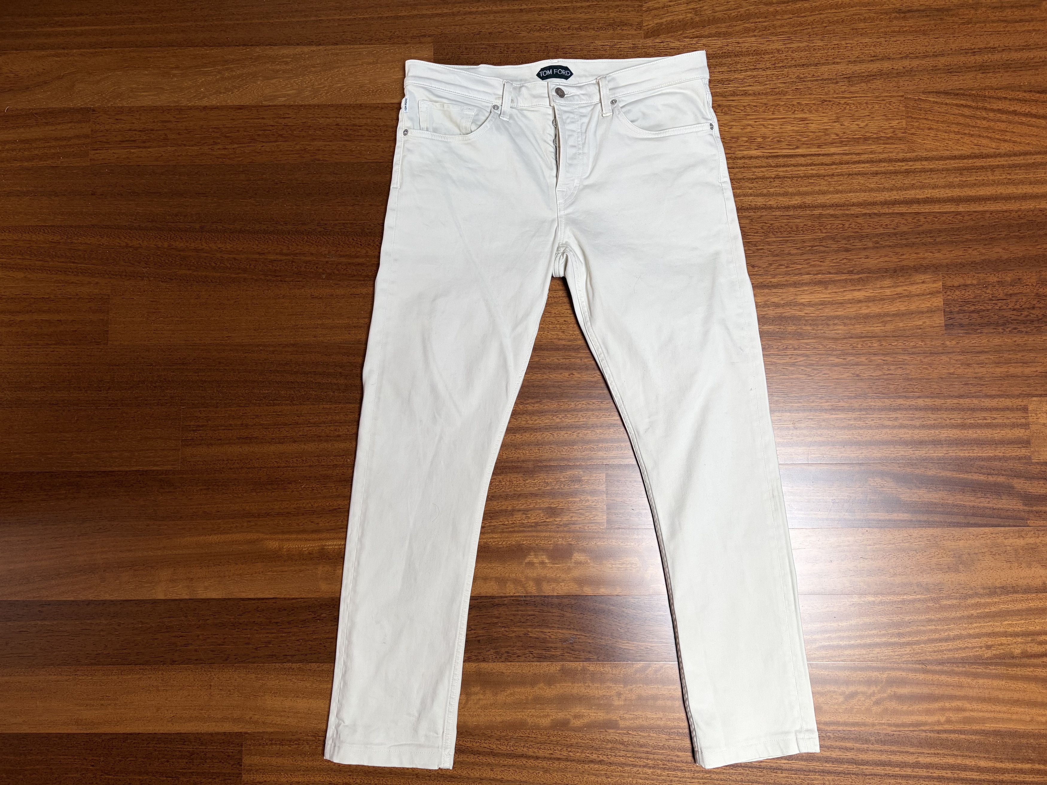 Tom Ford Beige Clean Compact Twill Slim Fit 5 Pocket Trouser Size US 34 / EU 50 - 1 Thumbnail