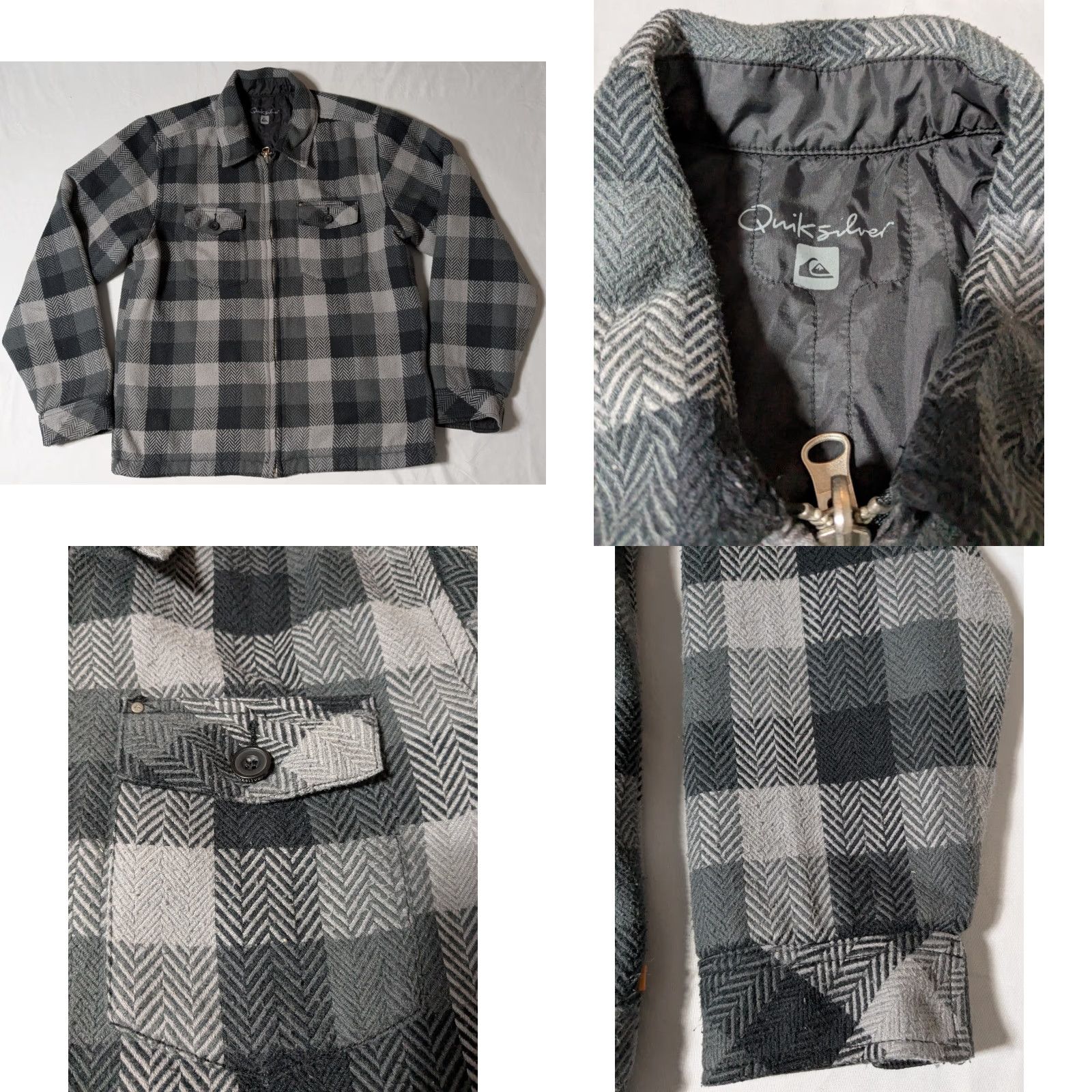 Quiksilver VINTAGE QUICKSILVER Men Reversible Plaid + Solid Jacket XL Black Gray Windbreaker Regular Size XL Men Womens Debatable Size US XL / EU 56 / 4 - 8 Thumbnail