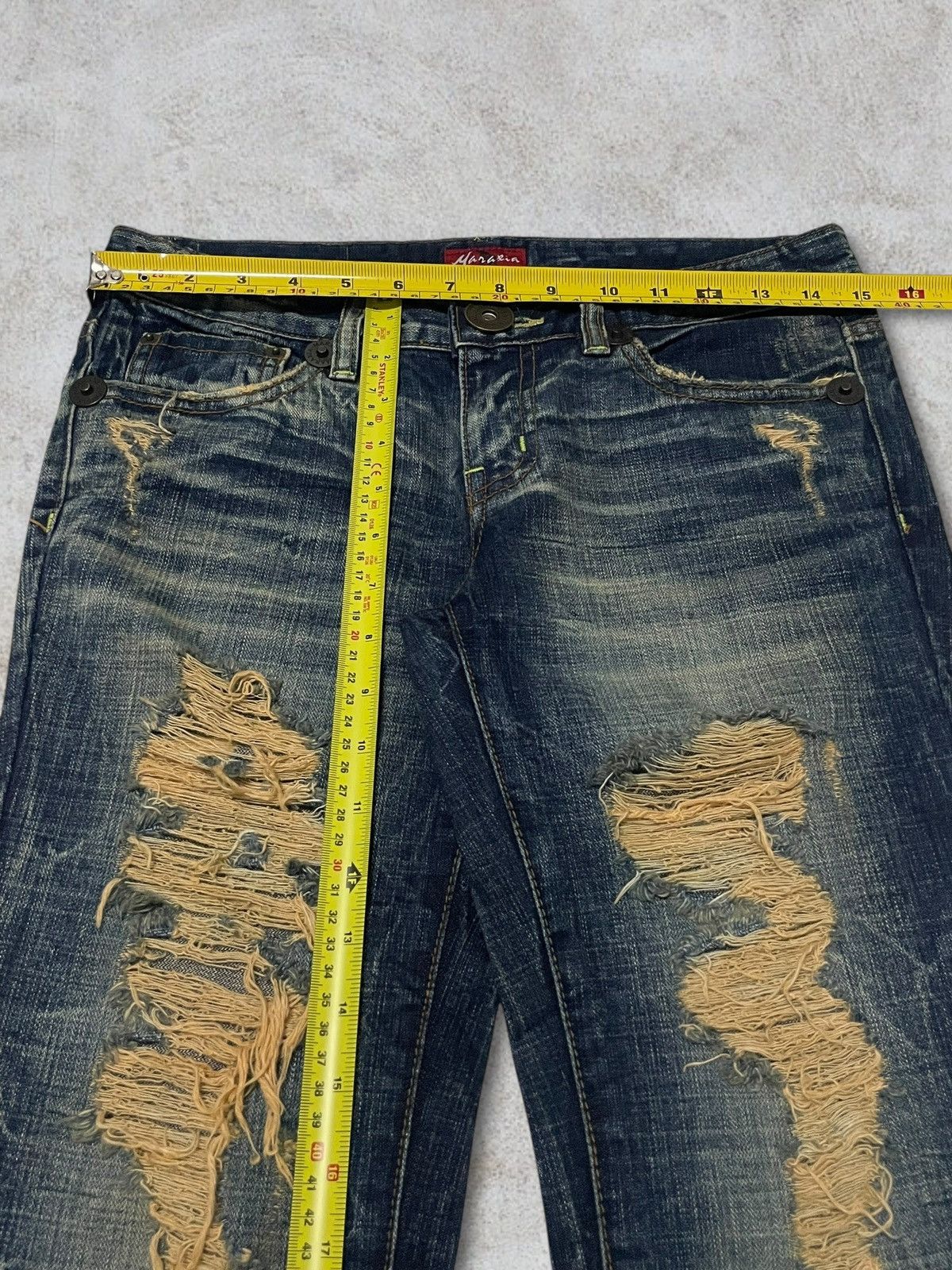 GOSTAR DE FUGA Maraxia Mudwash Distressing Flared Cracked Design Denim Size 25" / US 0 / IT 36 - 20 Thumbnail
