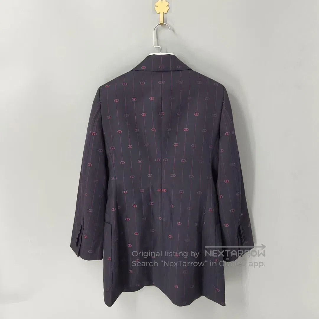 Gucci Guicci Navy All-Over Print One-Button Suit Jacket| Size XS / US 0-2 / IT 36-38 - 2 Thumbnail