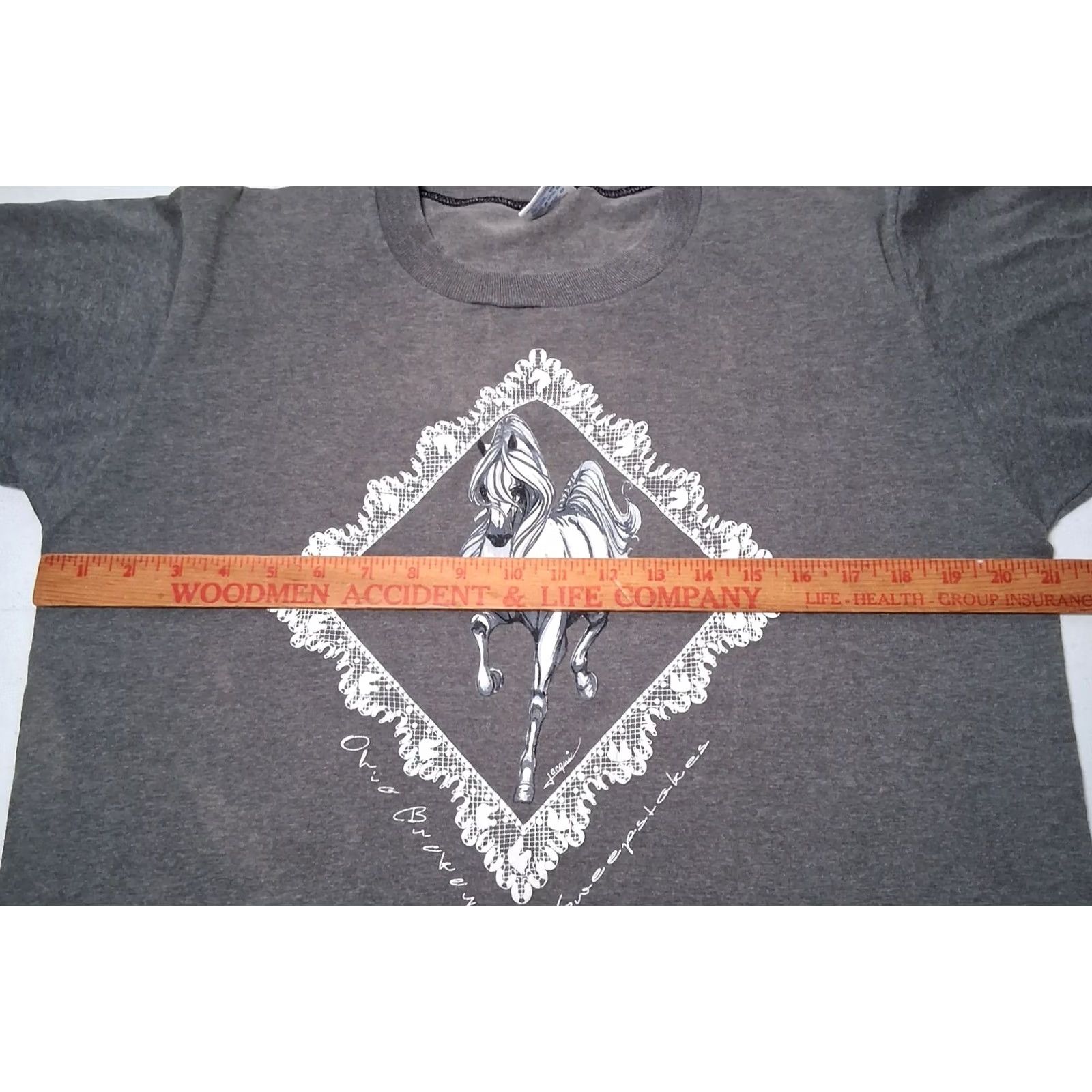 Jerzees VINTAGE Horse Shirt Ohio Sweepstakes Gray Lace Graphic T Single Stitch Jerzees L Size US L / EU 52-54 / 3 - 4 Thumbnail