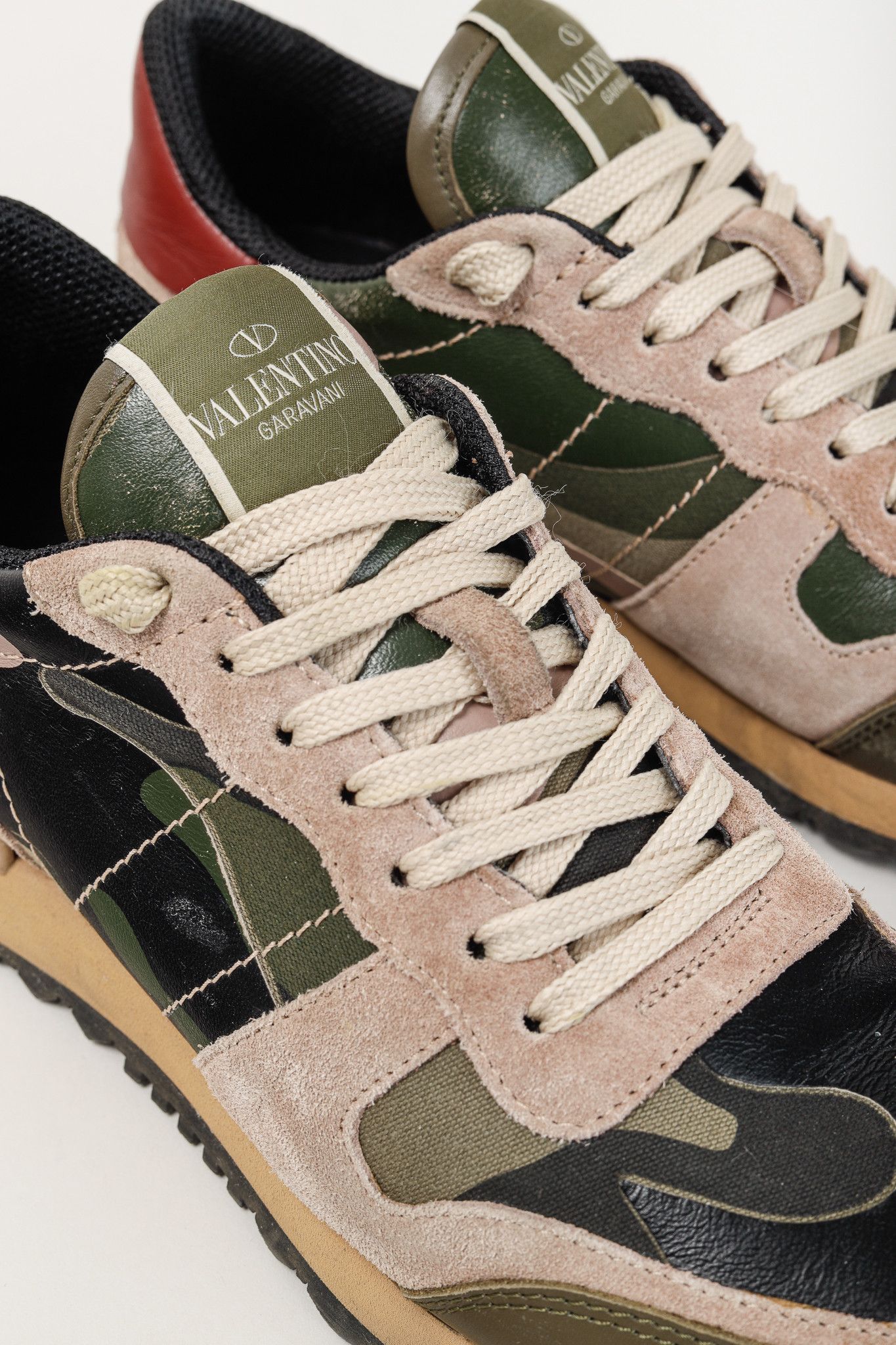Valentino Valentino Garavani Rockrunner Green Camo Lace-Up Sneakers Size US 7.5 / IT 37.5 - 7 Thumbnail