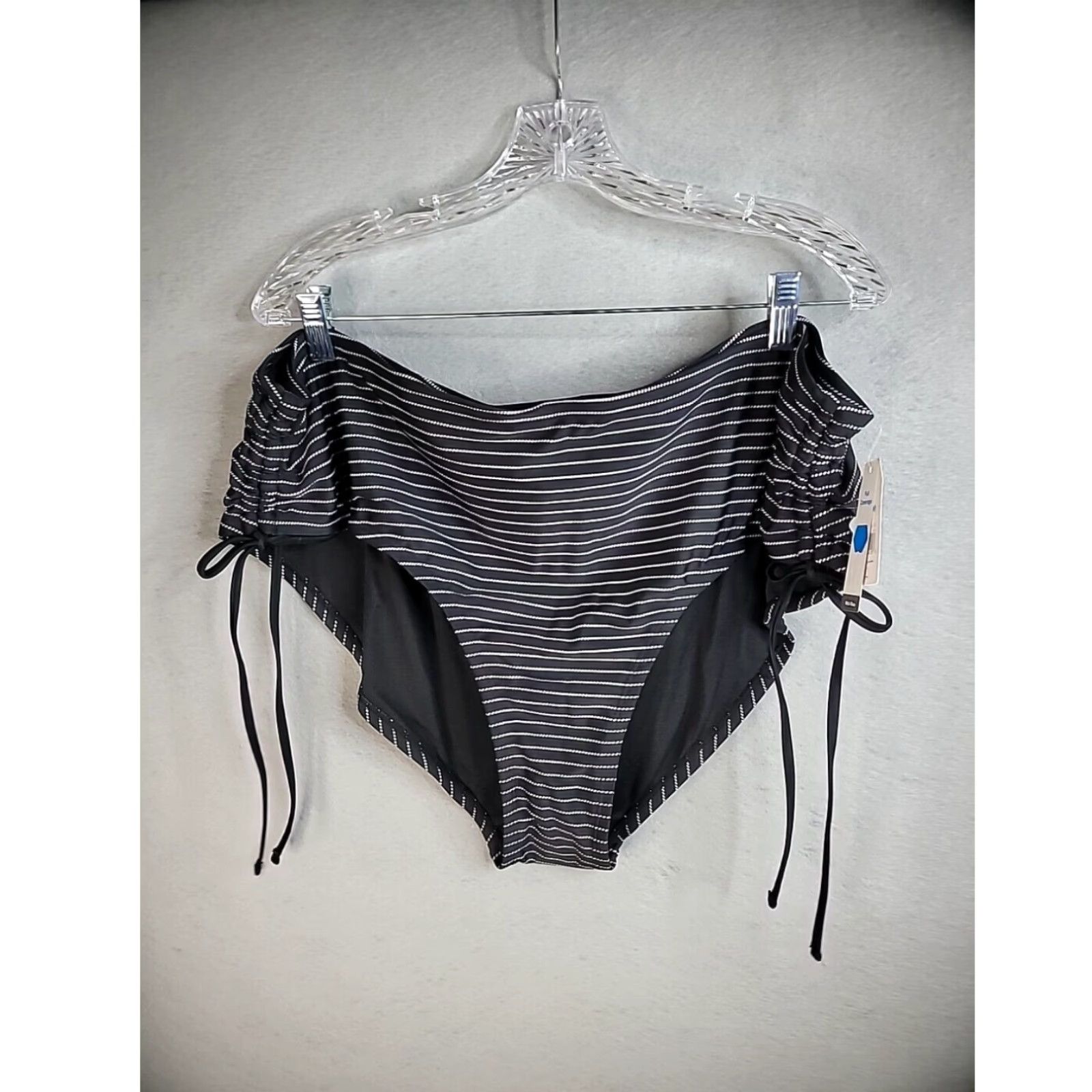 Vintage Plus Size Black and White Striped Bikini Brief from Time and ...