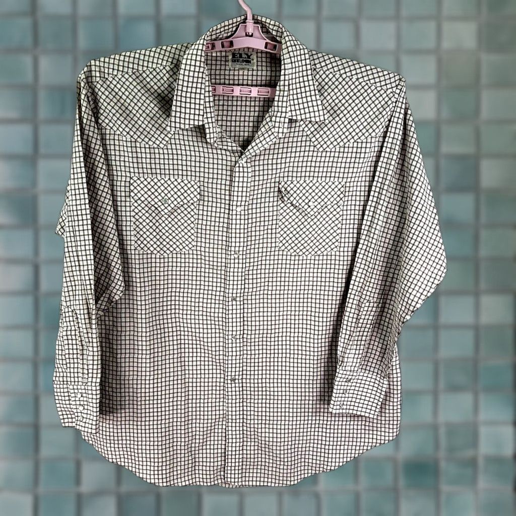 Vintage VINTAGE Ely Cattleman Pearl Snap Checked Button Shirt Men 2XL Brown Long Sleeve Casual Business Size US XXL / EU 58 / 5 - 1 Thumbnail