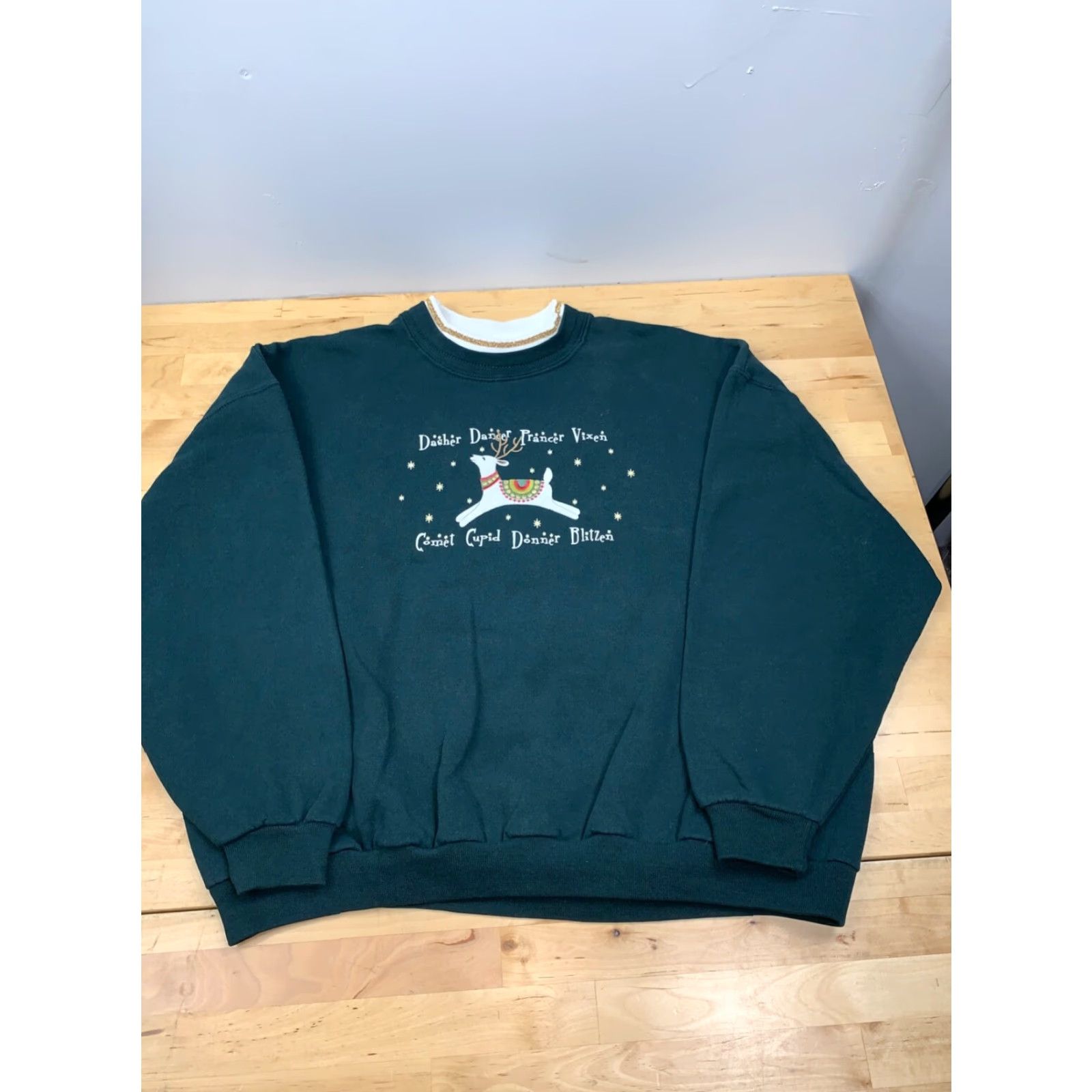Vintage VINTAGE Top Stitch Sweater by Morning Sun Green Crew Neck Long Sleeve M Petite Women Winter Pullover Knits Size M / US 6-8 / IT 42-44 - 2 Thumbnail