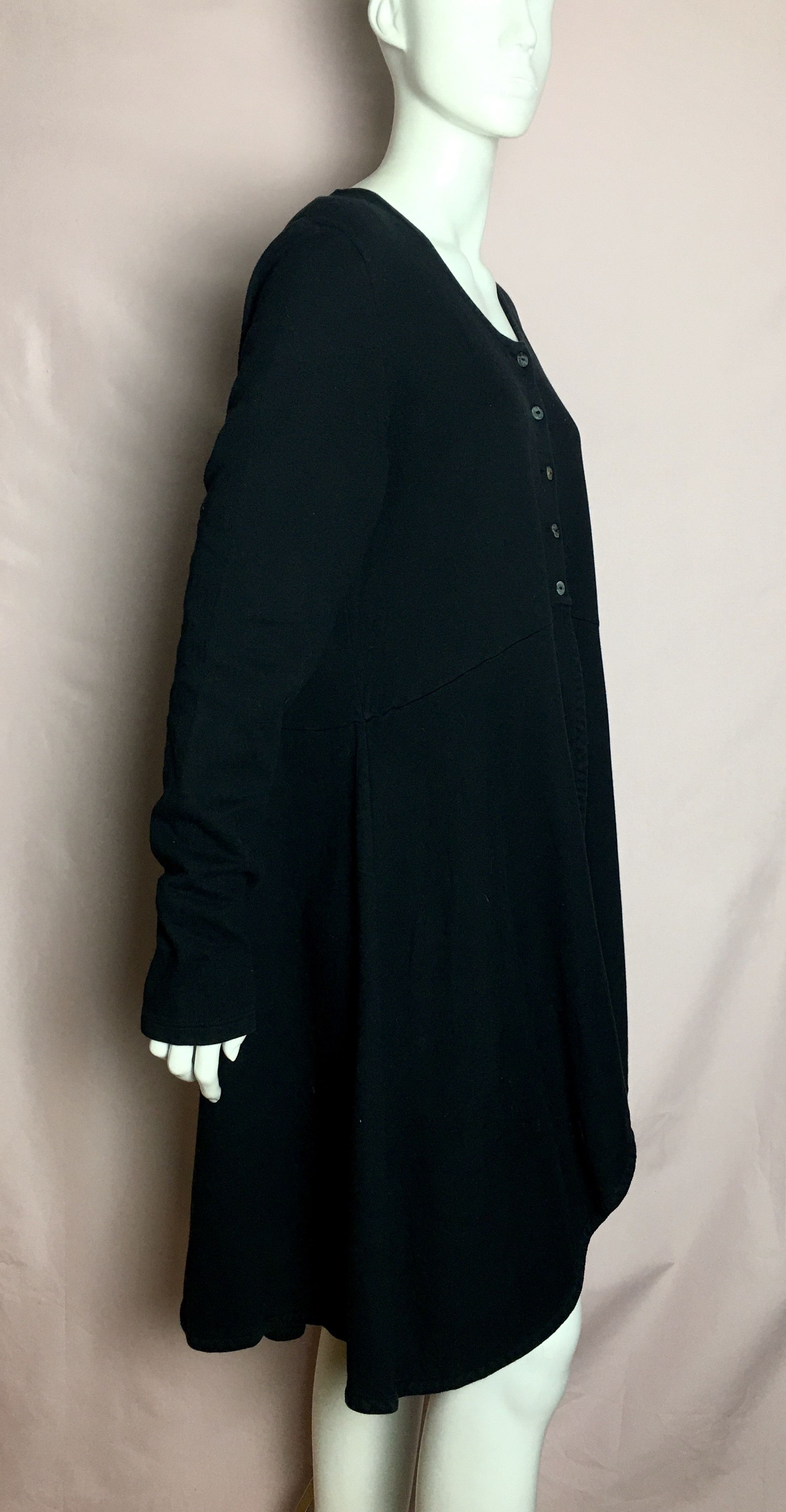 Rundholz Privatsachen Commerz Cocoon Black Cotton Oversized Dress Size M / US 6-8 / IT 42-44 - 4 Thumbnail