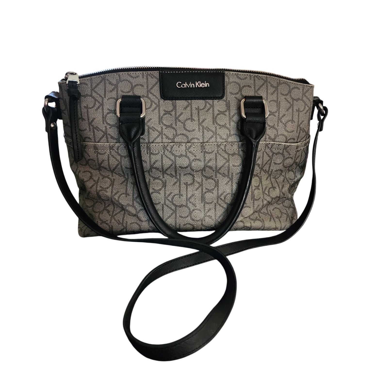 Calvin Klein Calvin Klein faux leather silver and black crossbody bag Size ONE SIZE - 1 Thumbnail